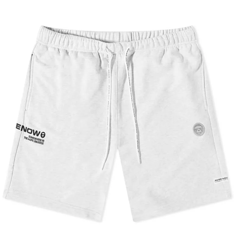 AAPE By Bathing Ape Embroidered Badge Sweat Shorts Light Grey [6952]