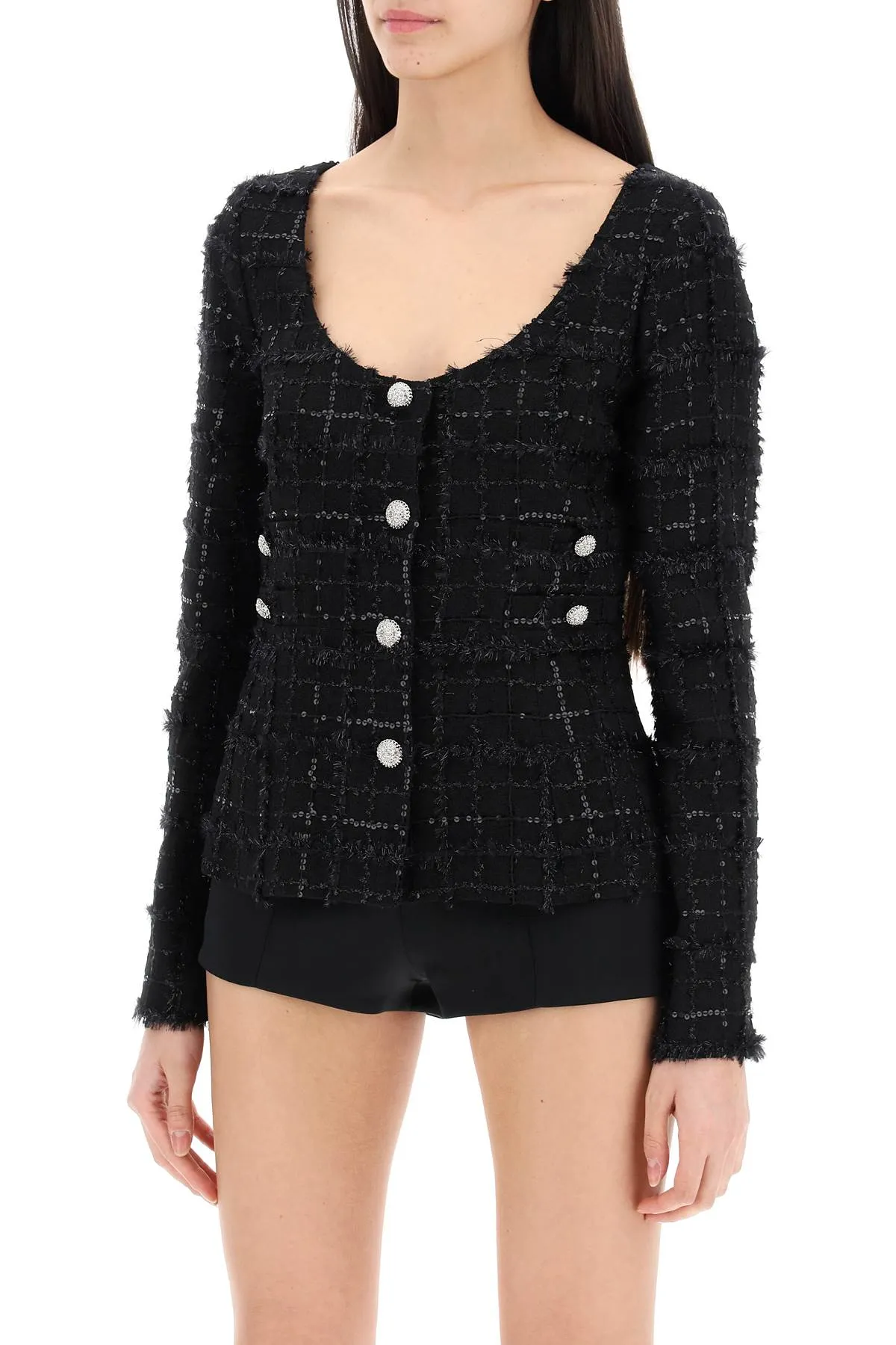 Alessandra Rich Tweed Jacket With Sequins Embell