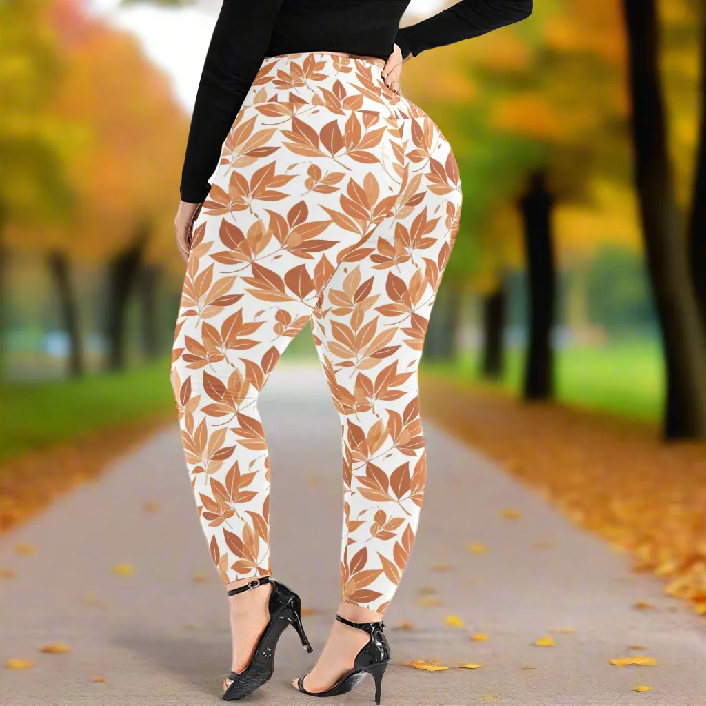 Autumn Leaves Women's Plus Size High Waited Leggings Women's High Waist Leggings(Plus Size)(ModelL45)