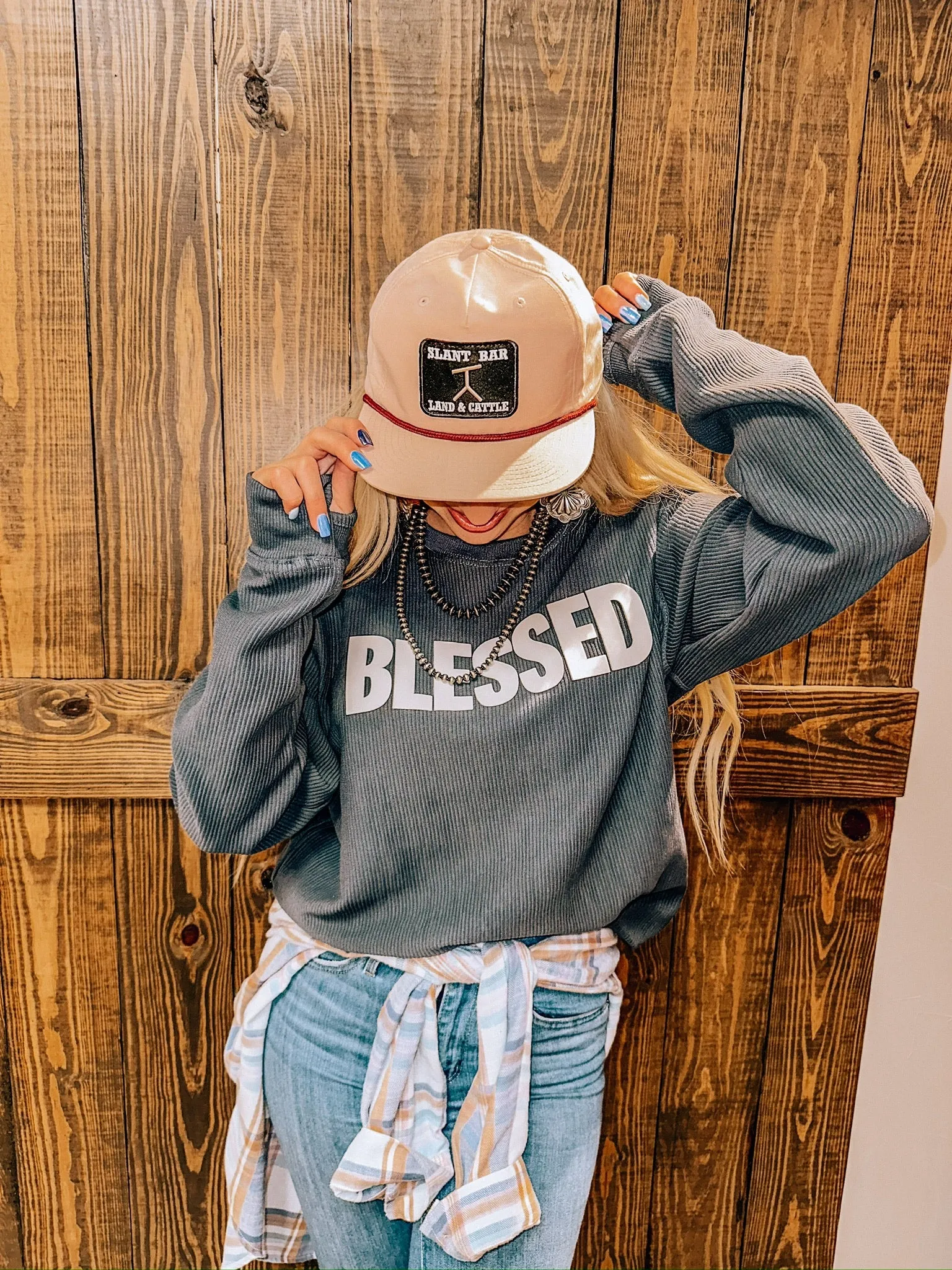 Blessed Applique Soft Corded Top