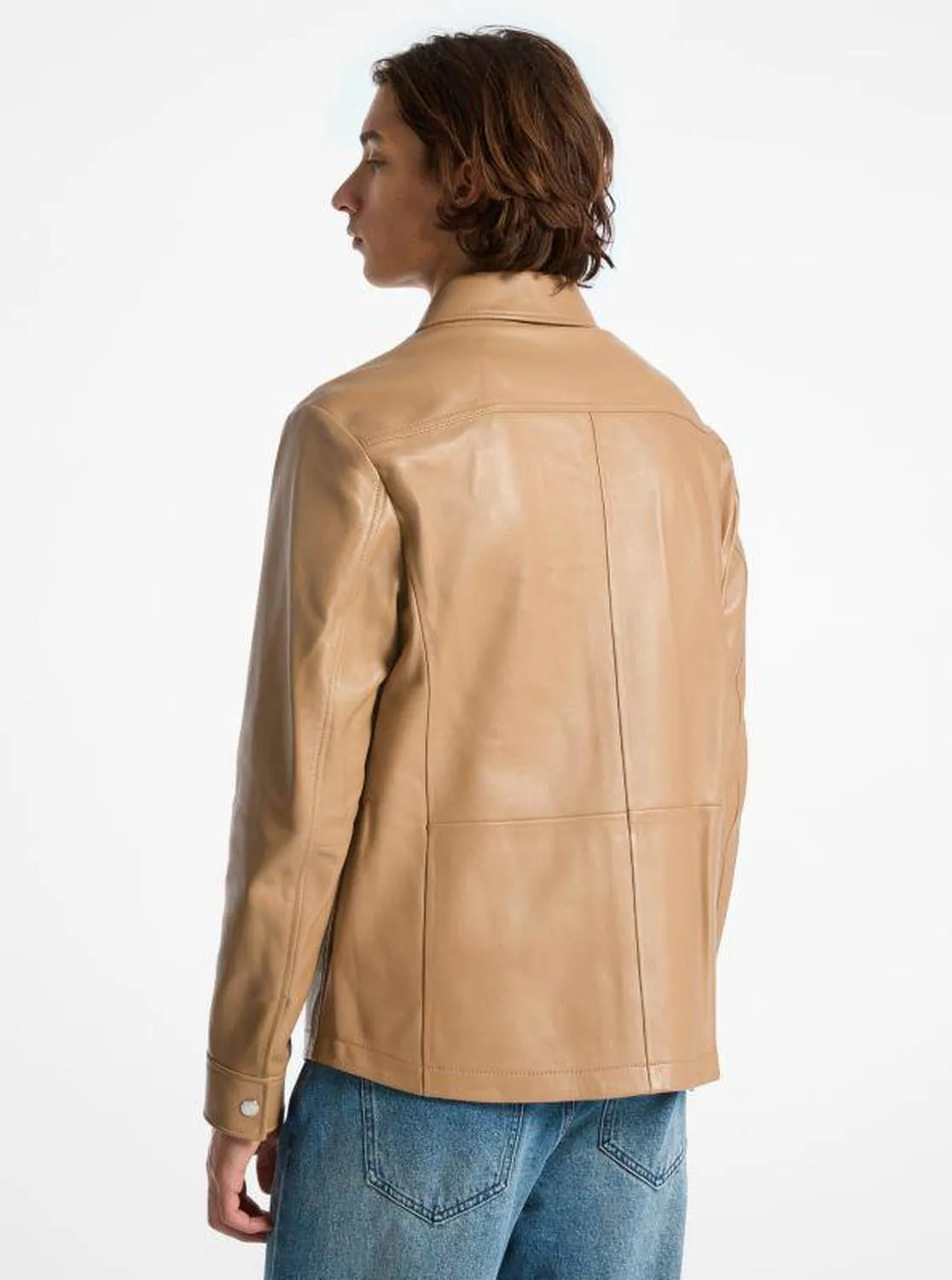 Bonded Leather Shirt Jacket