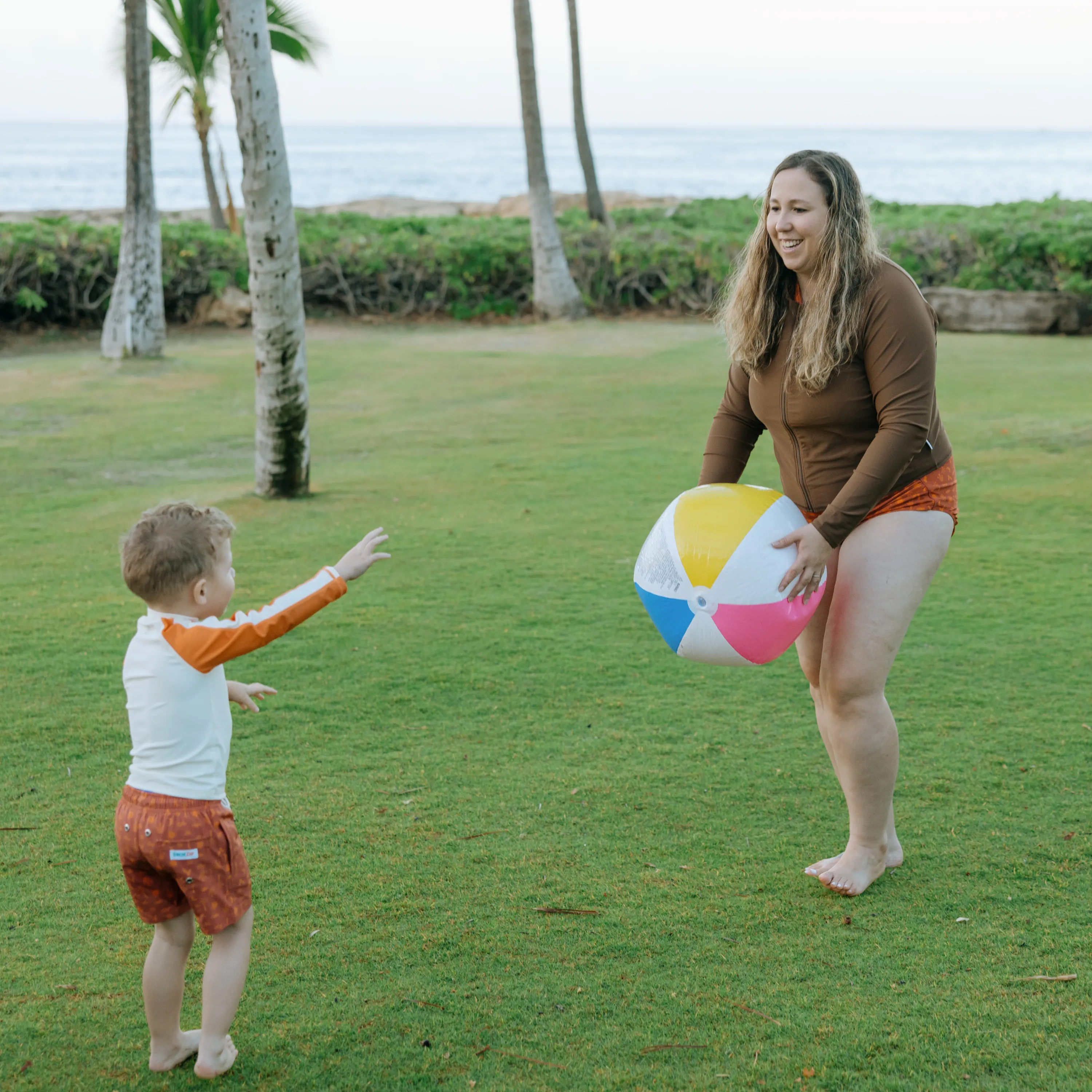 Boys Long Sleeve Zipper Rash Guard and Swim Trunk Set | "Desert"