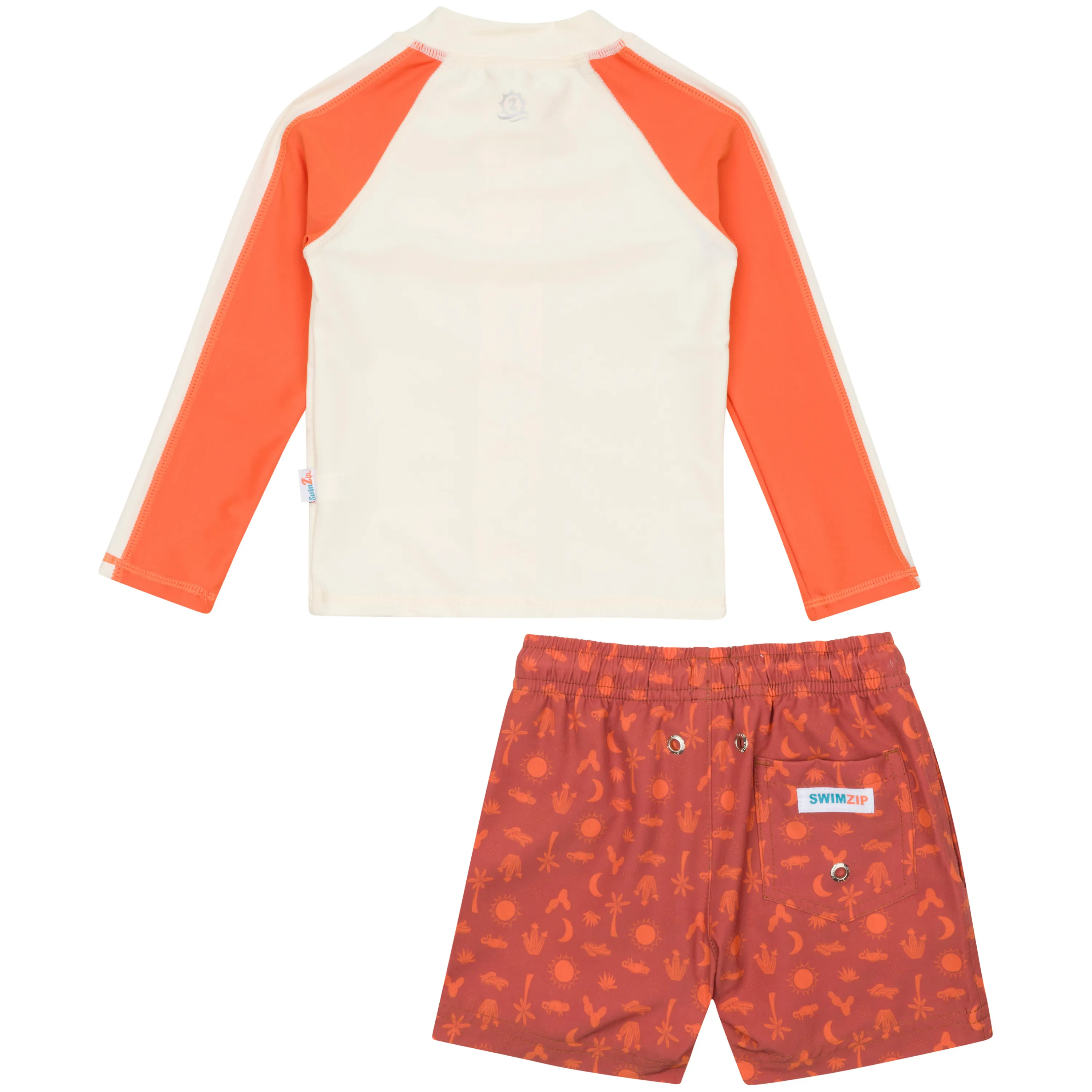 Boys Long Sleeve Zipper Rash Guard and Swim Trunk Set | "Desert"