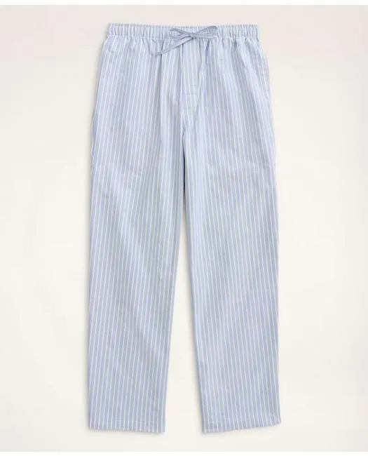 Brooks Brothers Men's Cotton Oxford Stripe Lounge Pants Blue