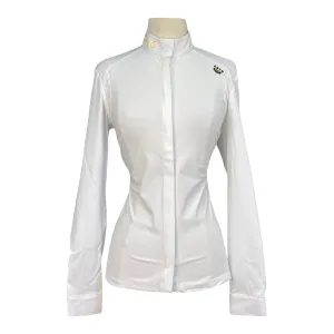 Cavalleria Toscana R-EVO L/S Competition Shirt w/Perforated Insert in White - Women's Large