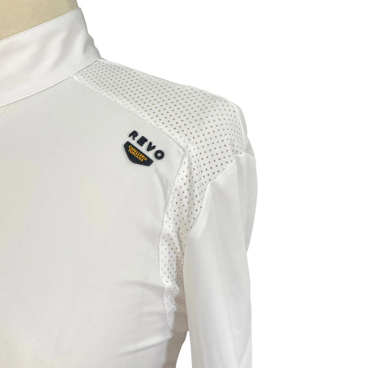 Cavalleria Toscana R-EVO L/S Competition Shirt w/Perforated Insert in White - Women's Large