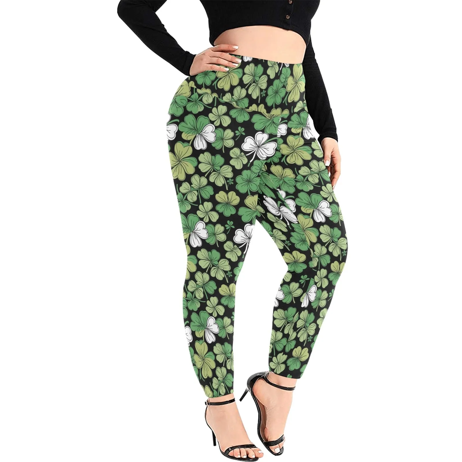 Clover Patch Women's Plus Size High Waited Leggings Women's High Waist Leggings(Plus Size)(ModelL45)