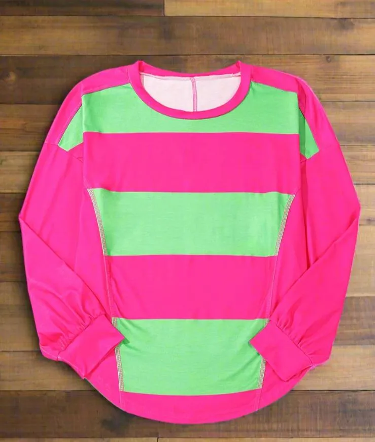 Compare and Contrast Top (pink/green)