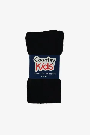 Country Kids Cotton Girls Tights - Black