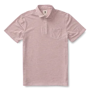 Duck Head Men's Summerford Stripe Performance Pique Polo / Baked Red Heather