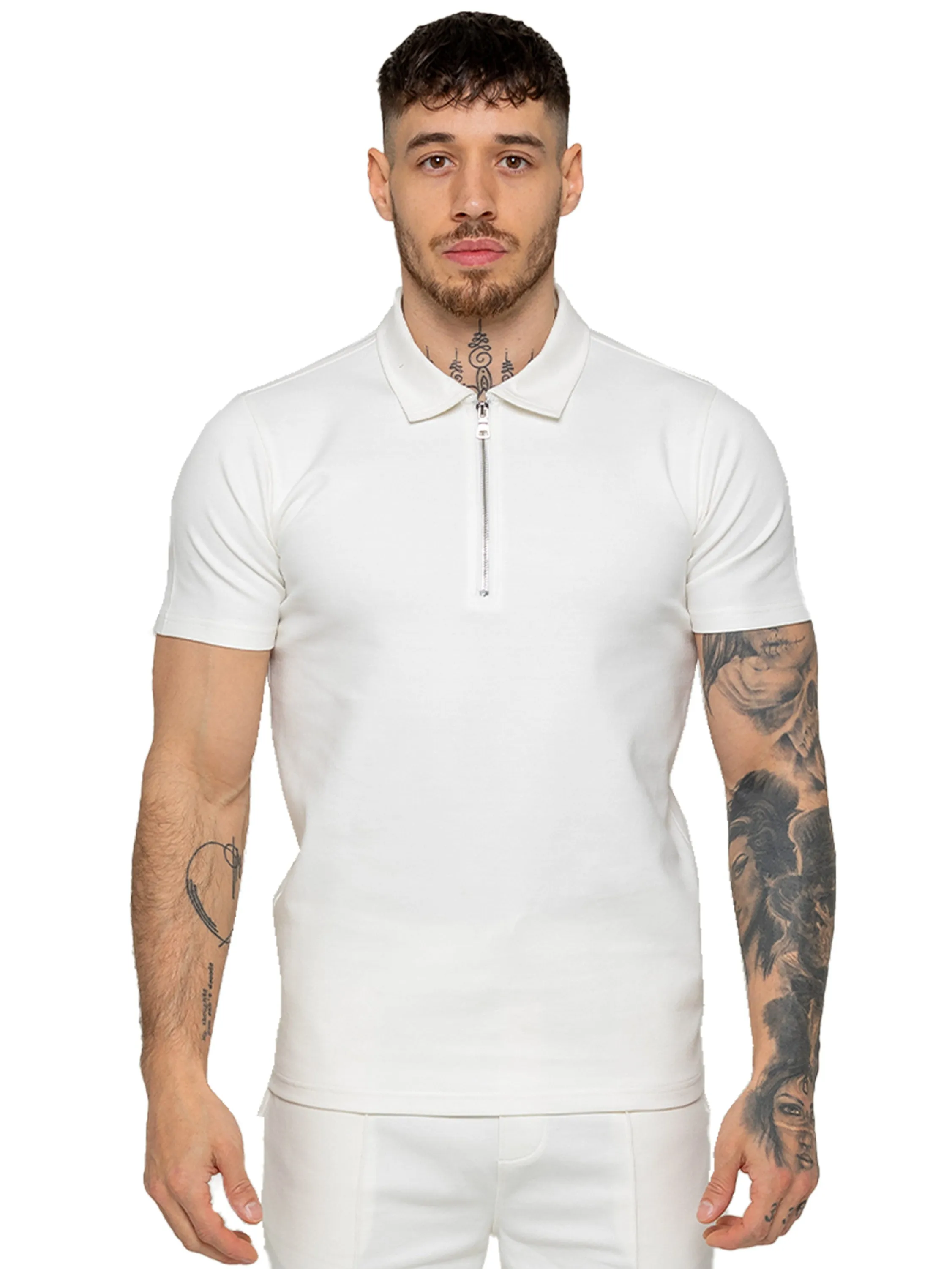 Enzo | Mens Zip Up Polo Shirt