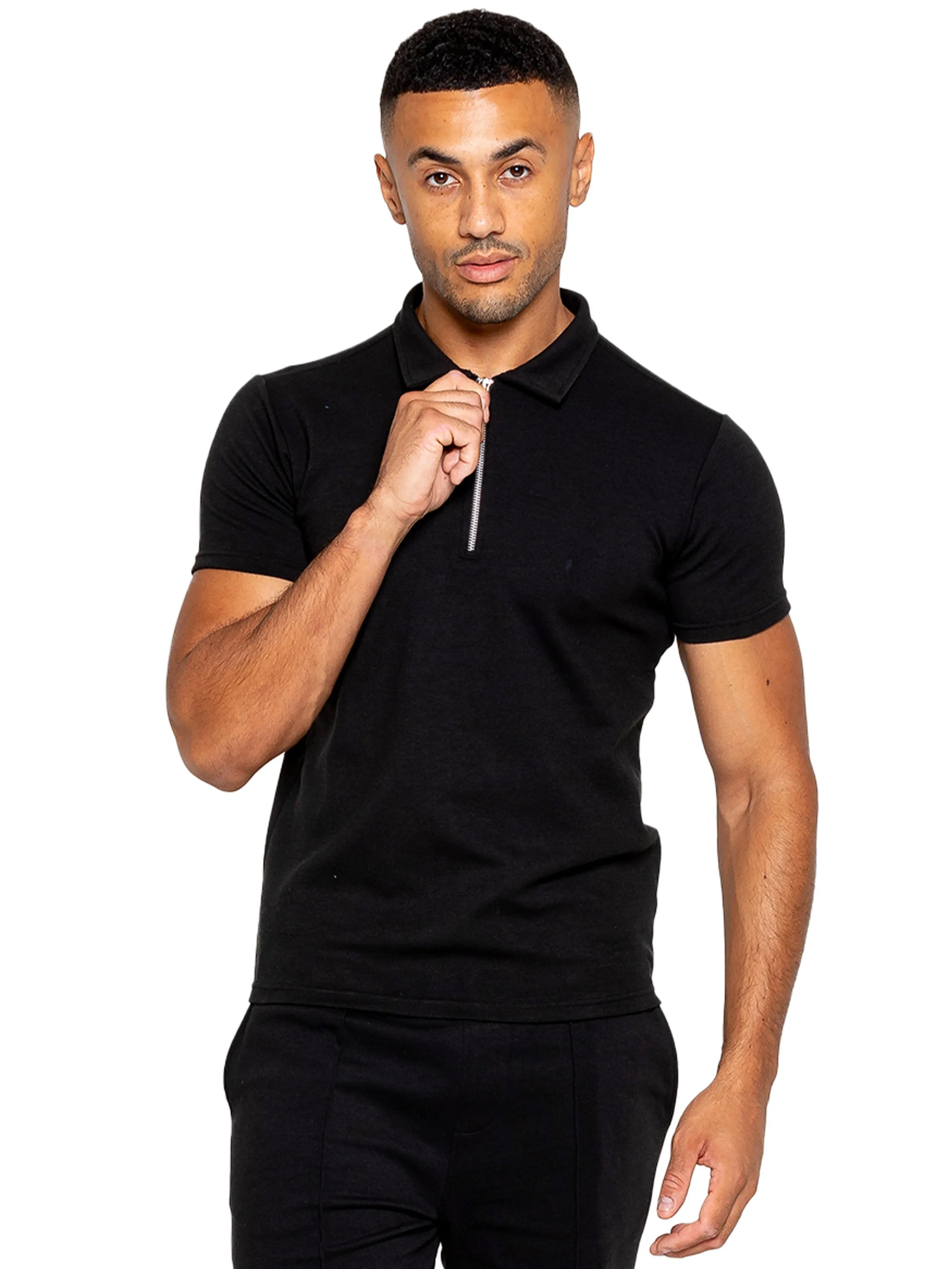 Enzo | Mens Zip Up Polo Shirt