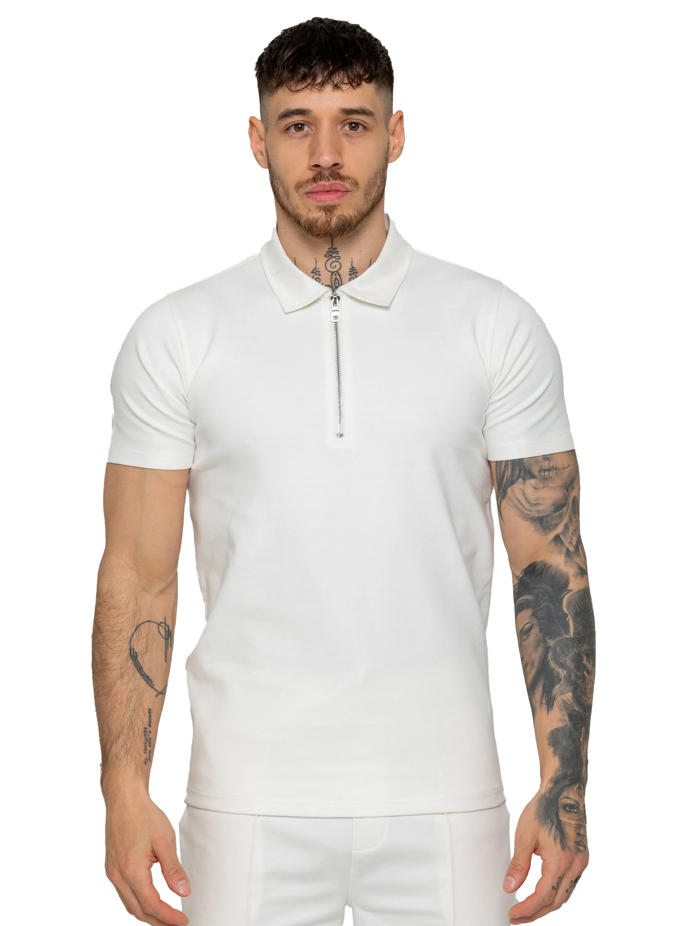 Enzo | Mens Zip Up Polo Shirt