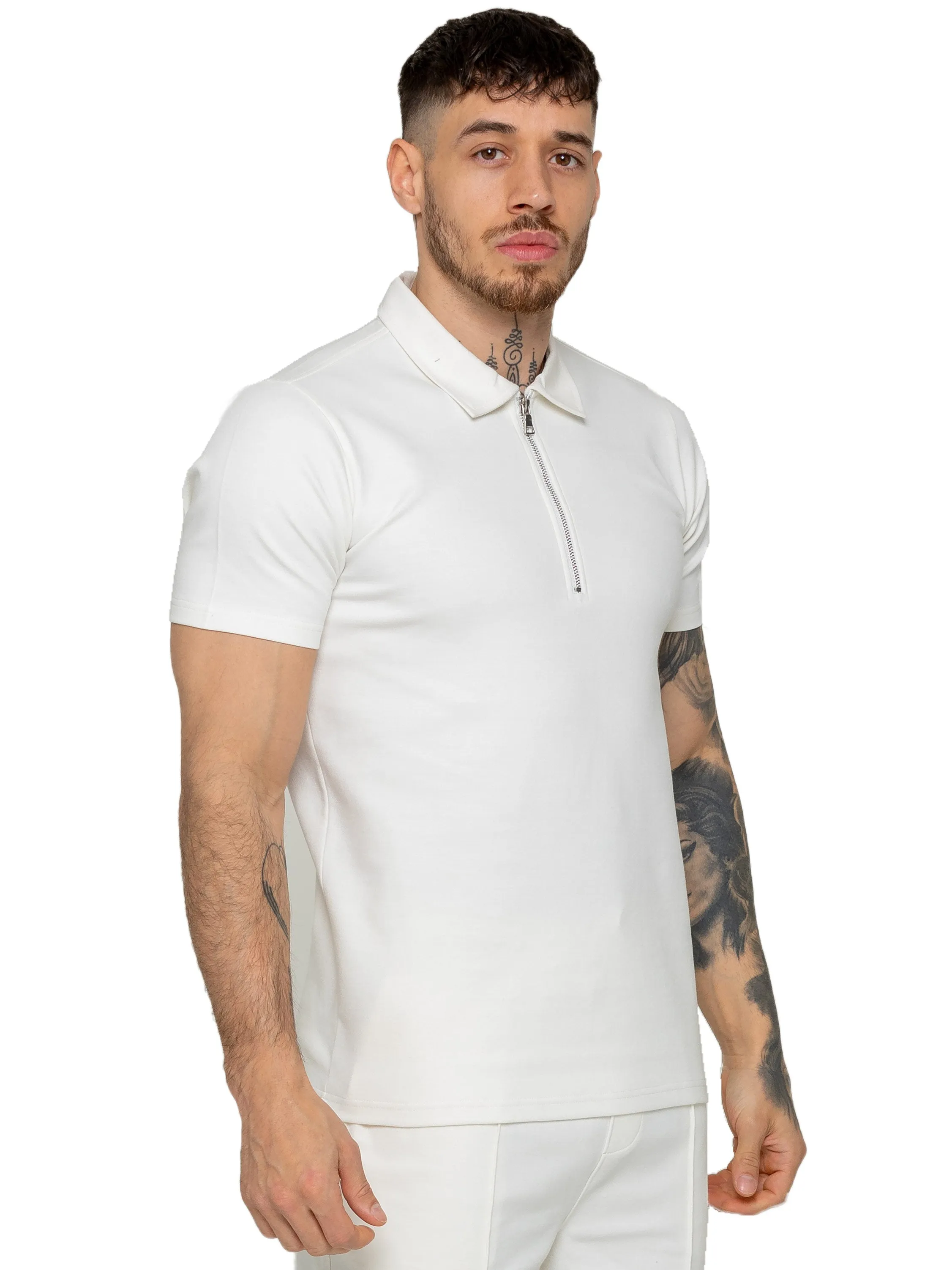 Enzo | Mens Zip Up Polo Shirt