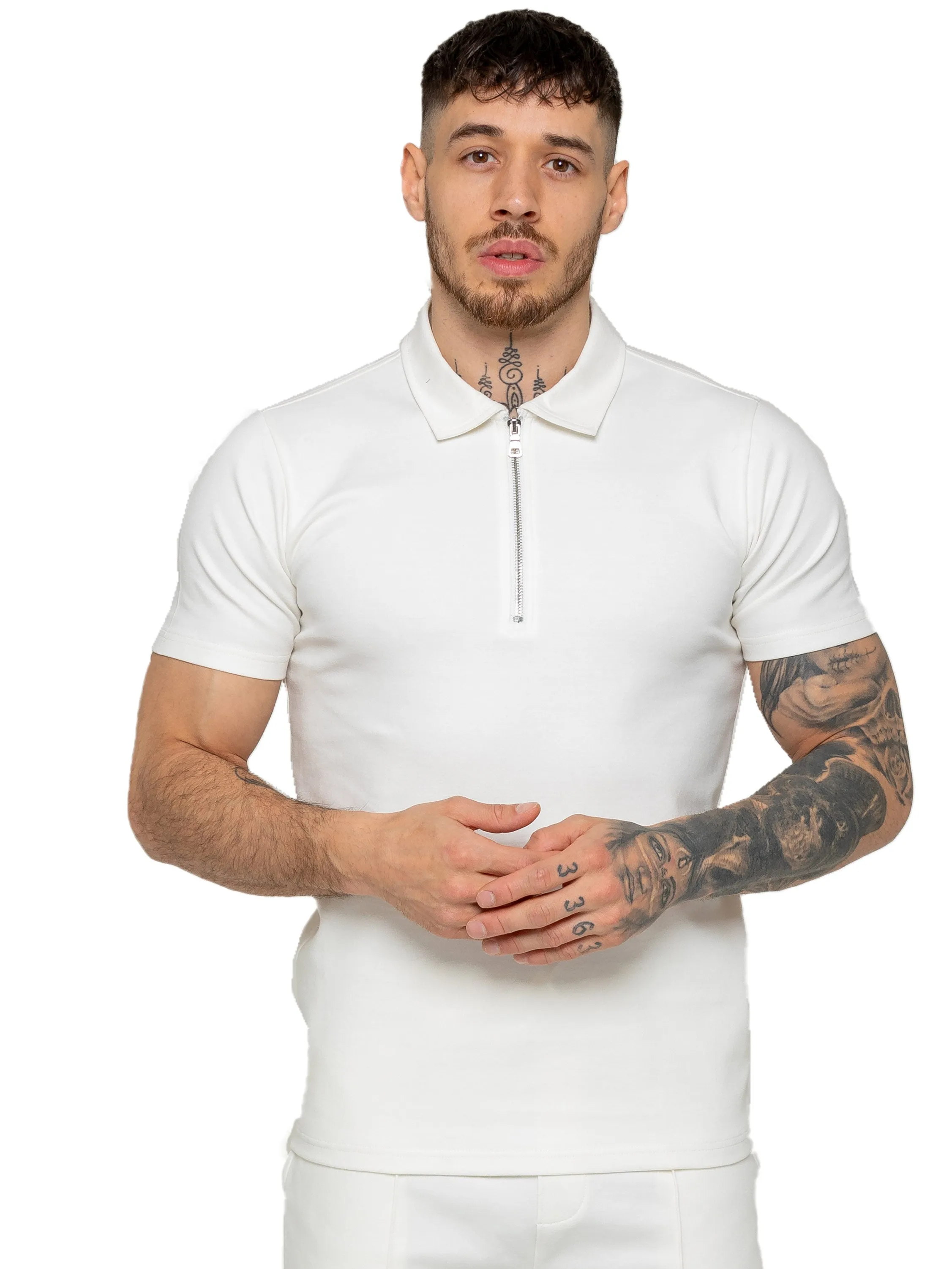 Enzo | Mens Zip Up Polo Shirt