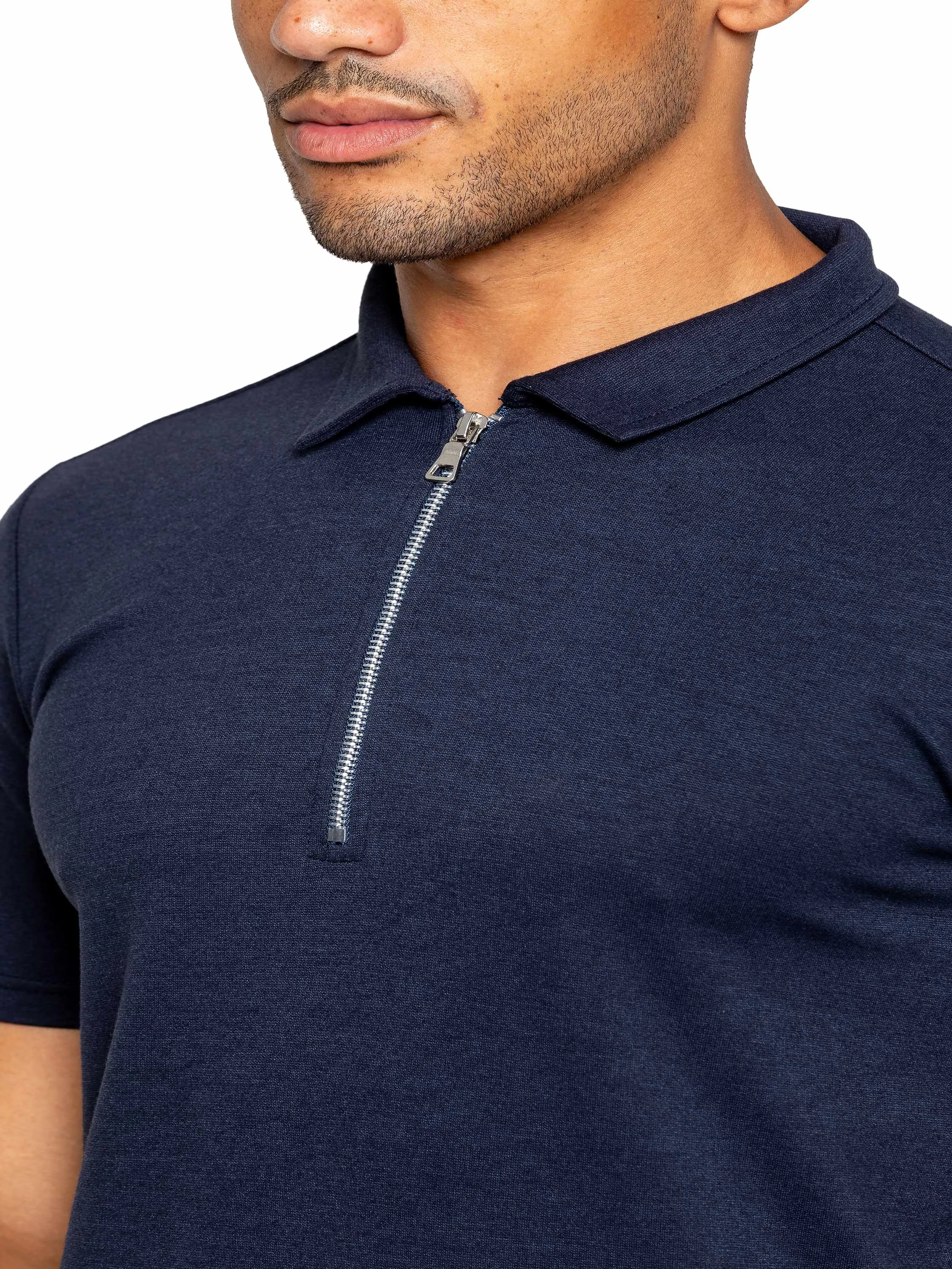 Enzo | Mens Zip Up Polo Shirt