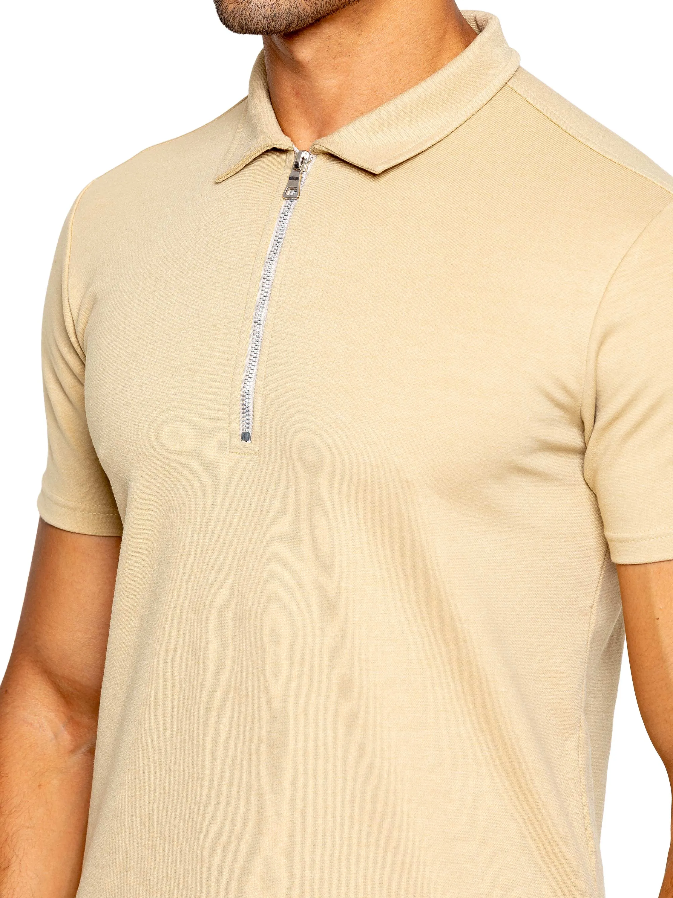 Enzo | Mens Zip Up Polo Shirt