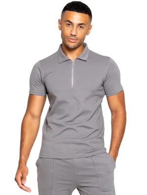 Enzo | Mens Zip Up Polo Shirt