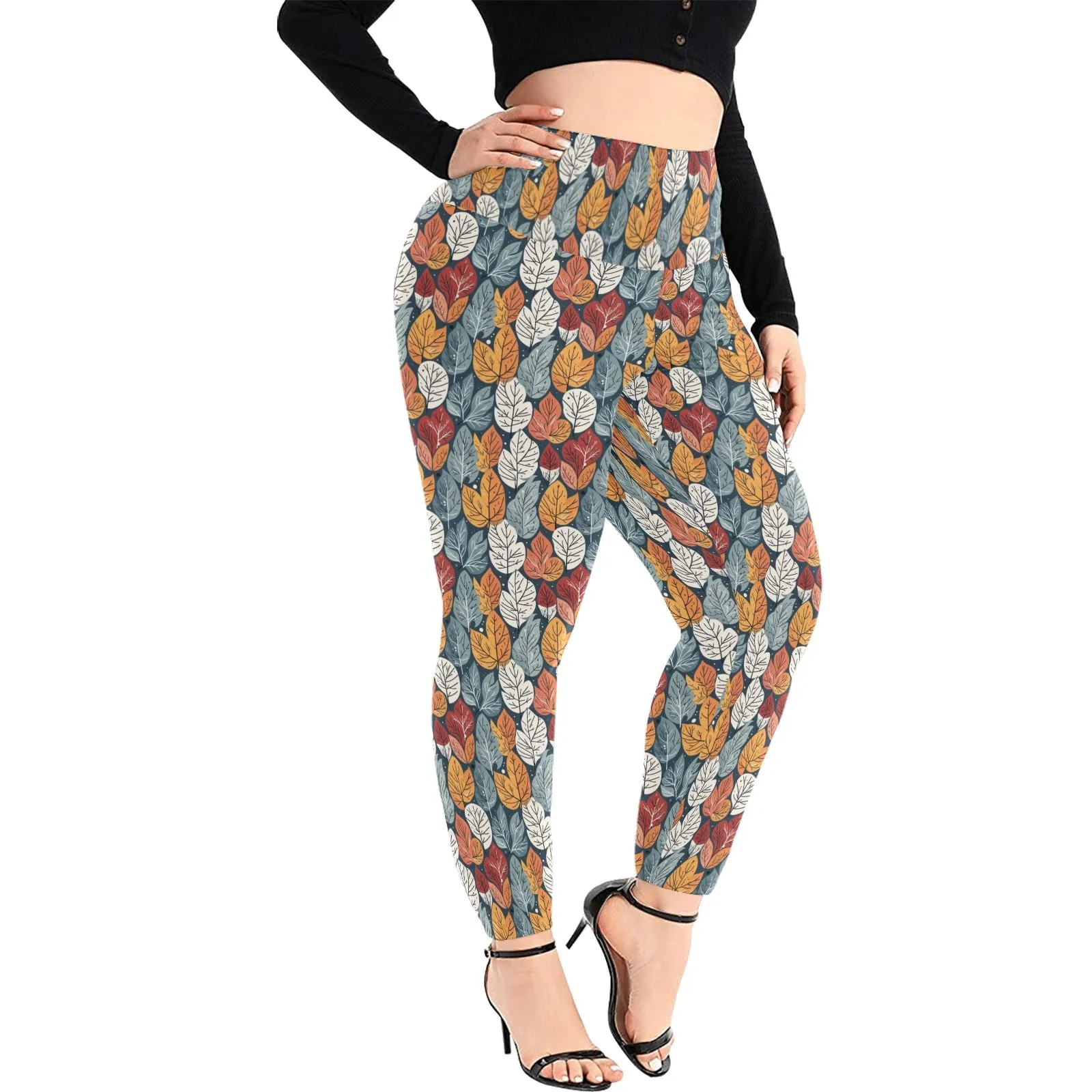 Fall into Winter Women's Plus Size High Waited Leggings Women's High Waist Leggings(Plus Size)(ModelL45)