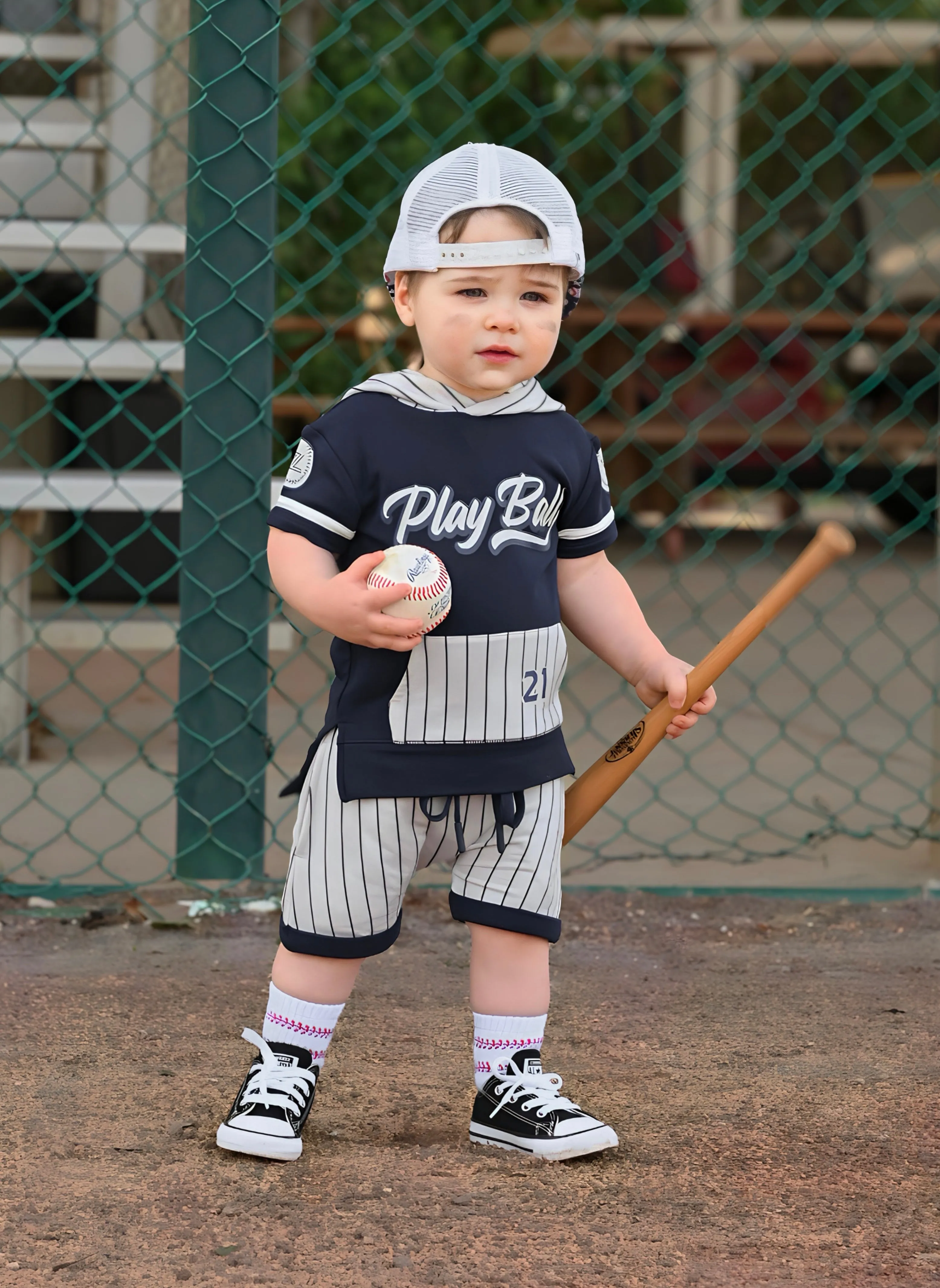 Field of Dreams Blue Hoodie Shorts Set