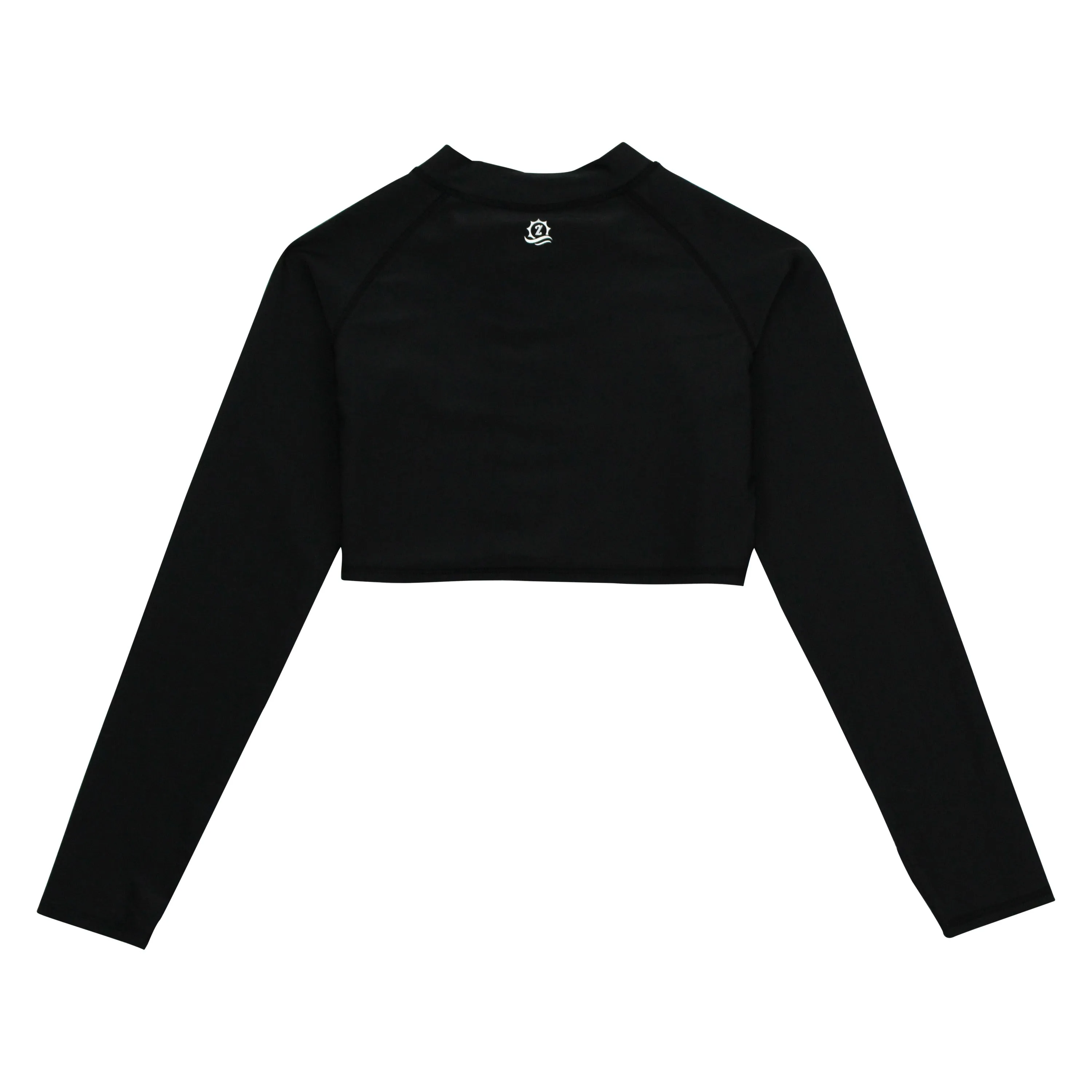 Girls Long Sleeve Crop Rash Guard | "Black"