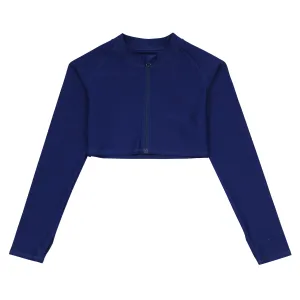 Girls Long Sleeve Crop Rash Guard | "Navy"