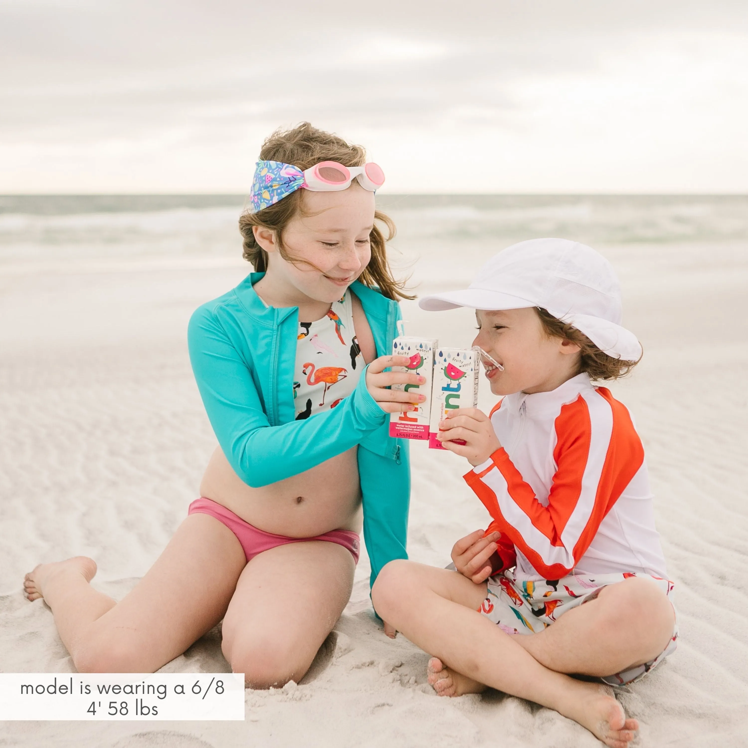 Girls Long Sleeve Crop Rash Guard | "Scuba Blue"