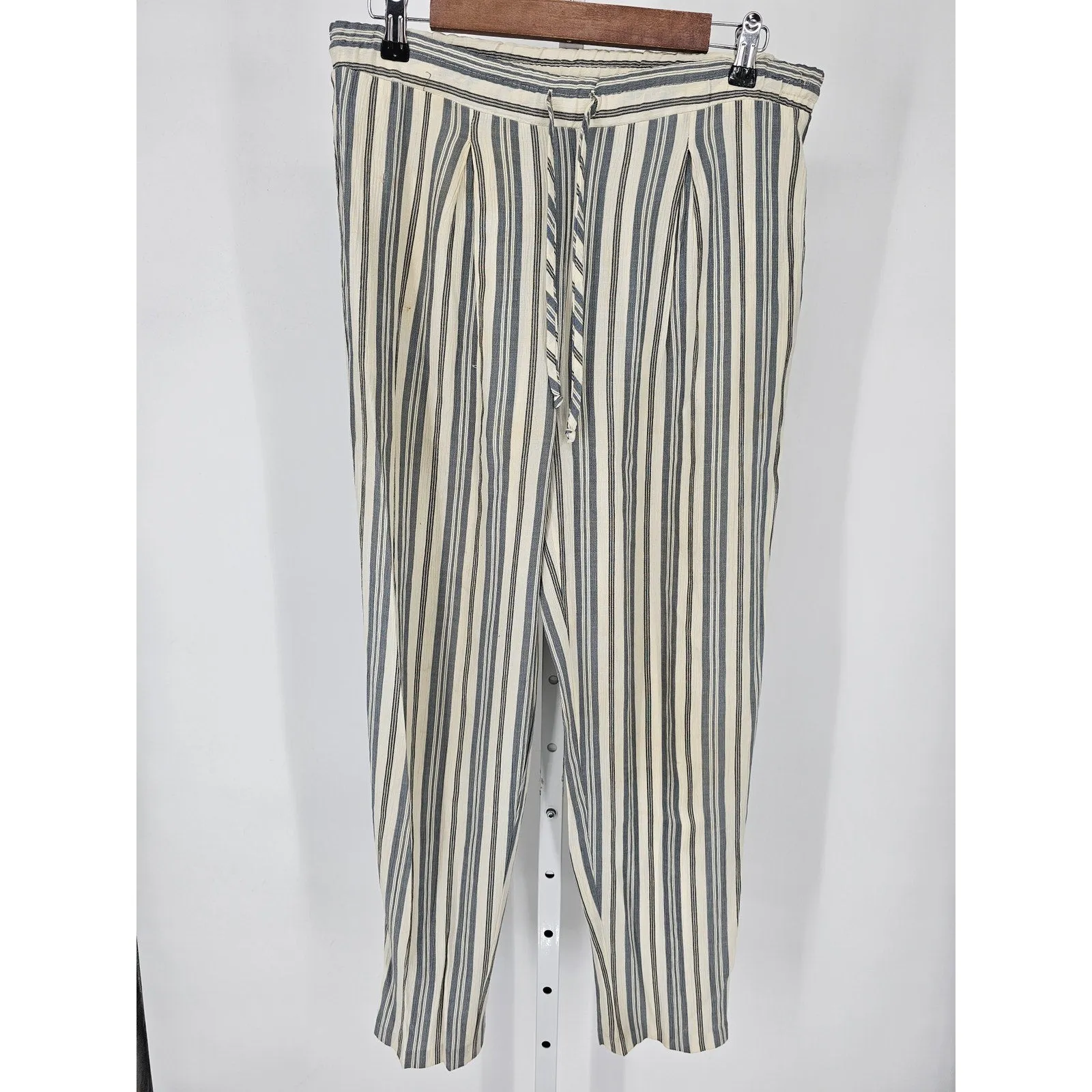 Inclinations Womens Sz L Pull On Lounge Pants Blue White Striped