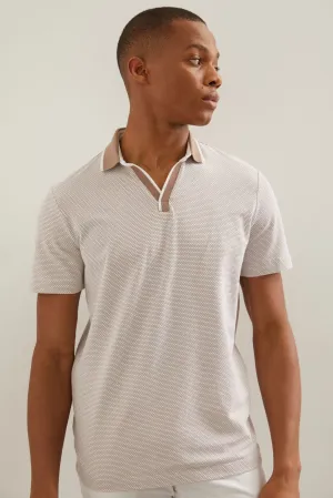 Jacquard johnny collar polo