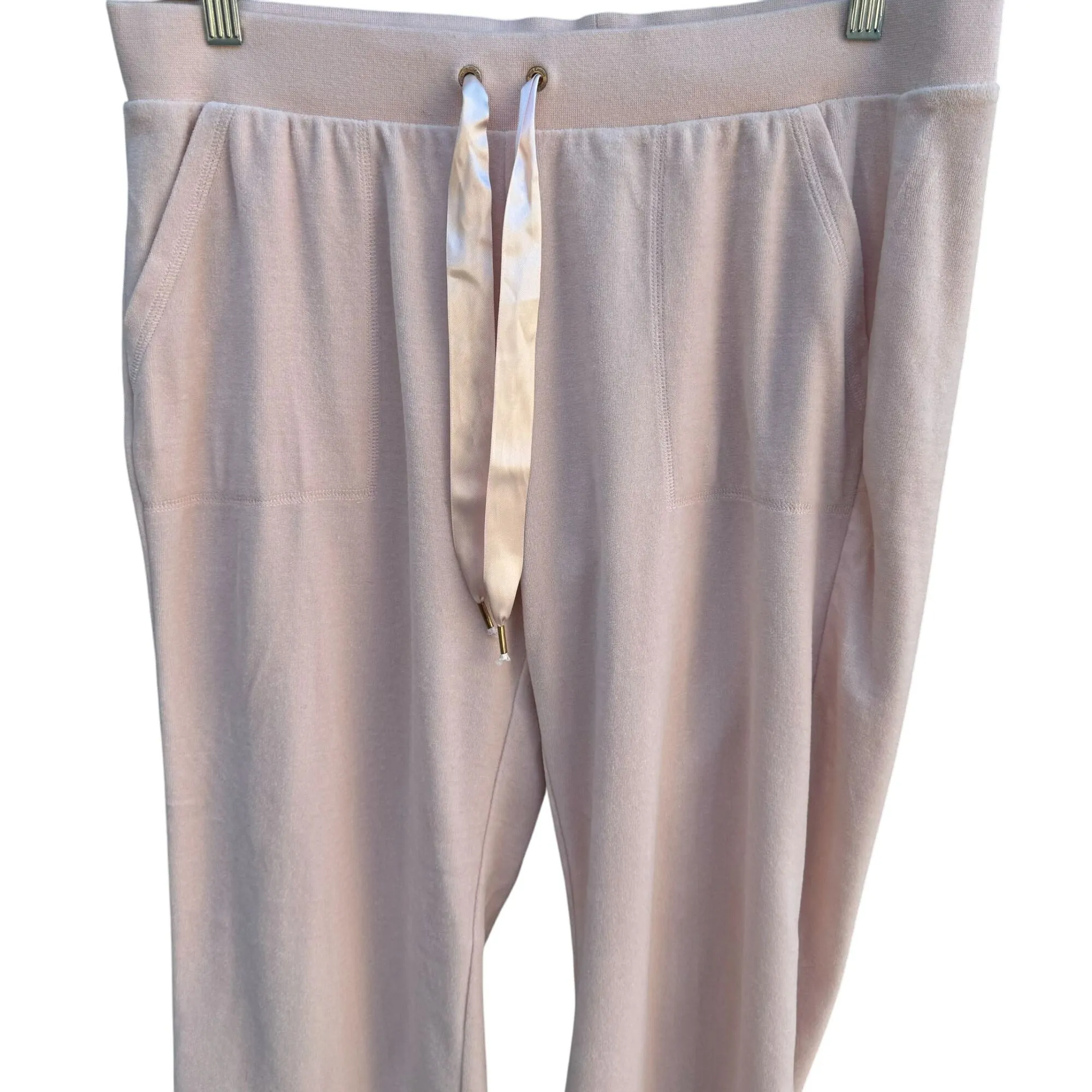 Juicy Couture Vintage Womens Pink Velour Drawstring Wide Leg Track Pants Large