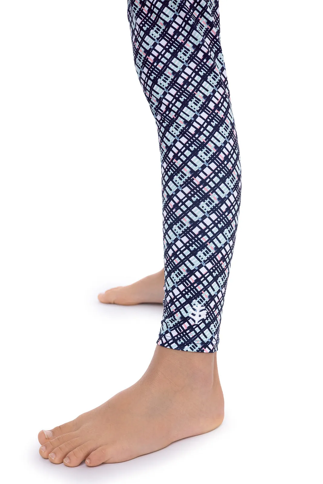 Kid's Wave Swim Tights | Navy Gulf Stream Stripe