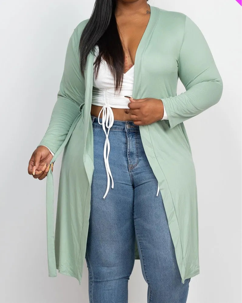 Long Sleeves Belted Cardigan