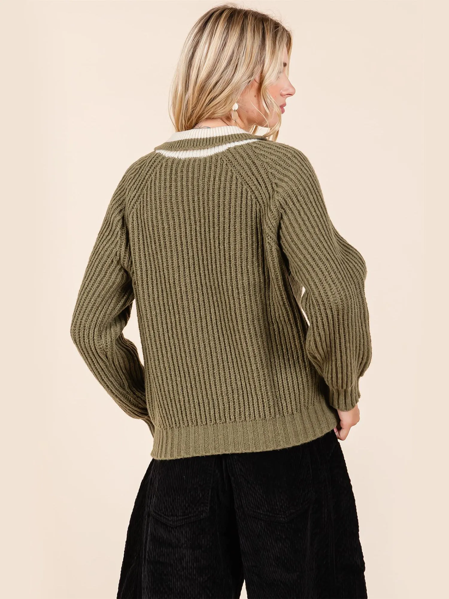 Long Sleeves Collared Pullover Sweater