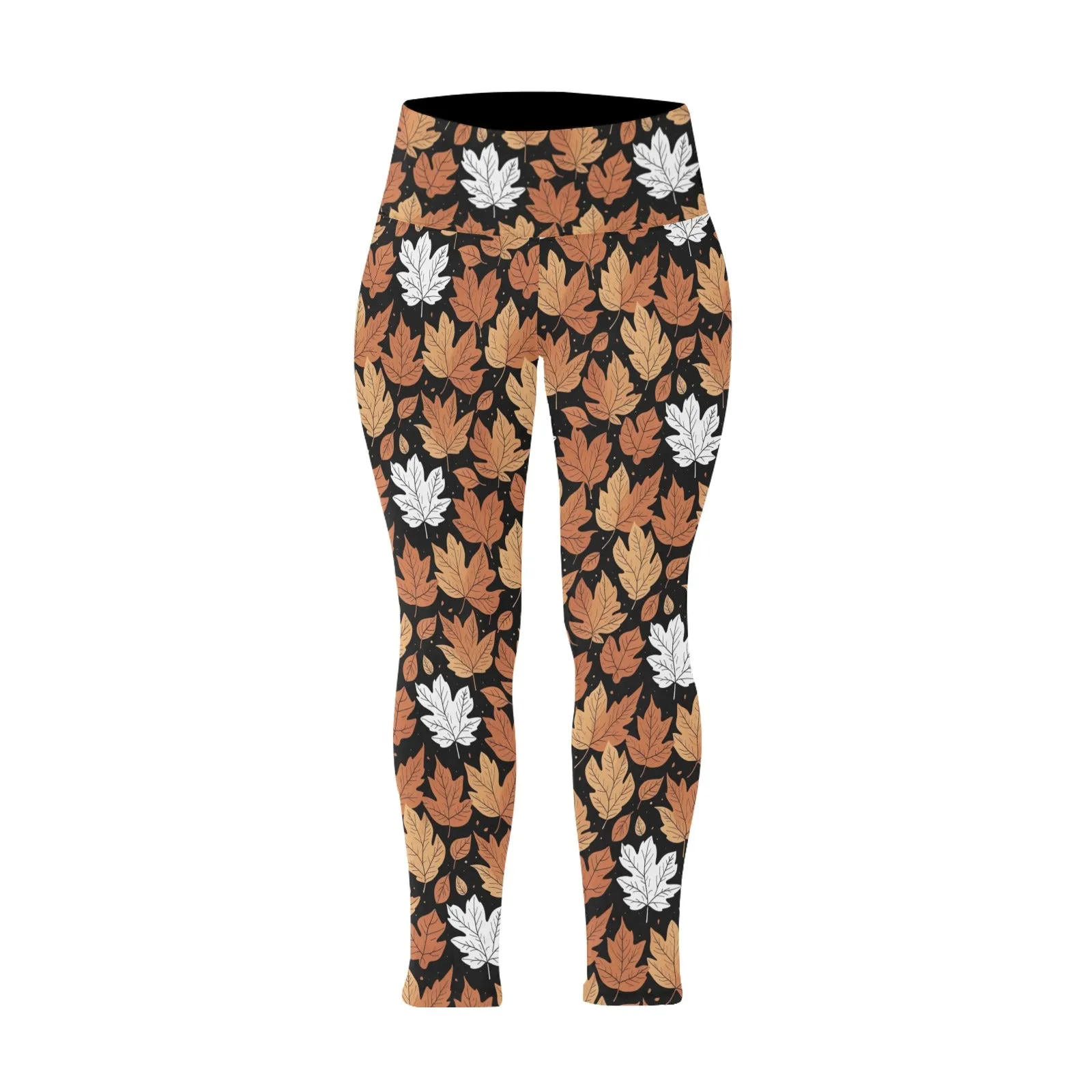 Maple Leaves Women's Plus Size High Waited Leggings Women's High Waist Leggings(Plus Size)(ModelL45)