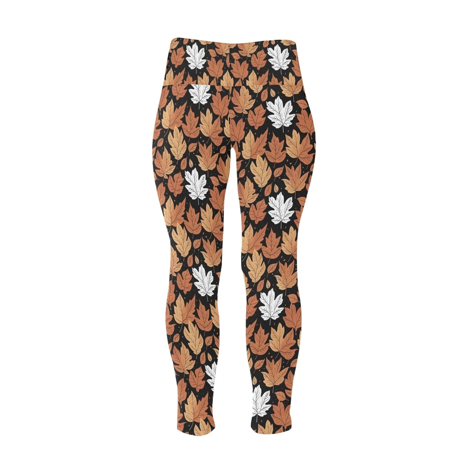 Maple Leaves Women's Plus Size High Waited Leggings Women's High Waist Leggings(Plus Size)(ModelL45)