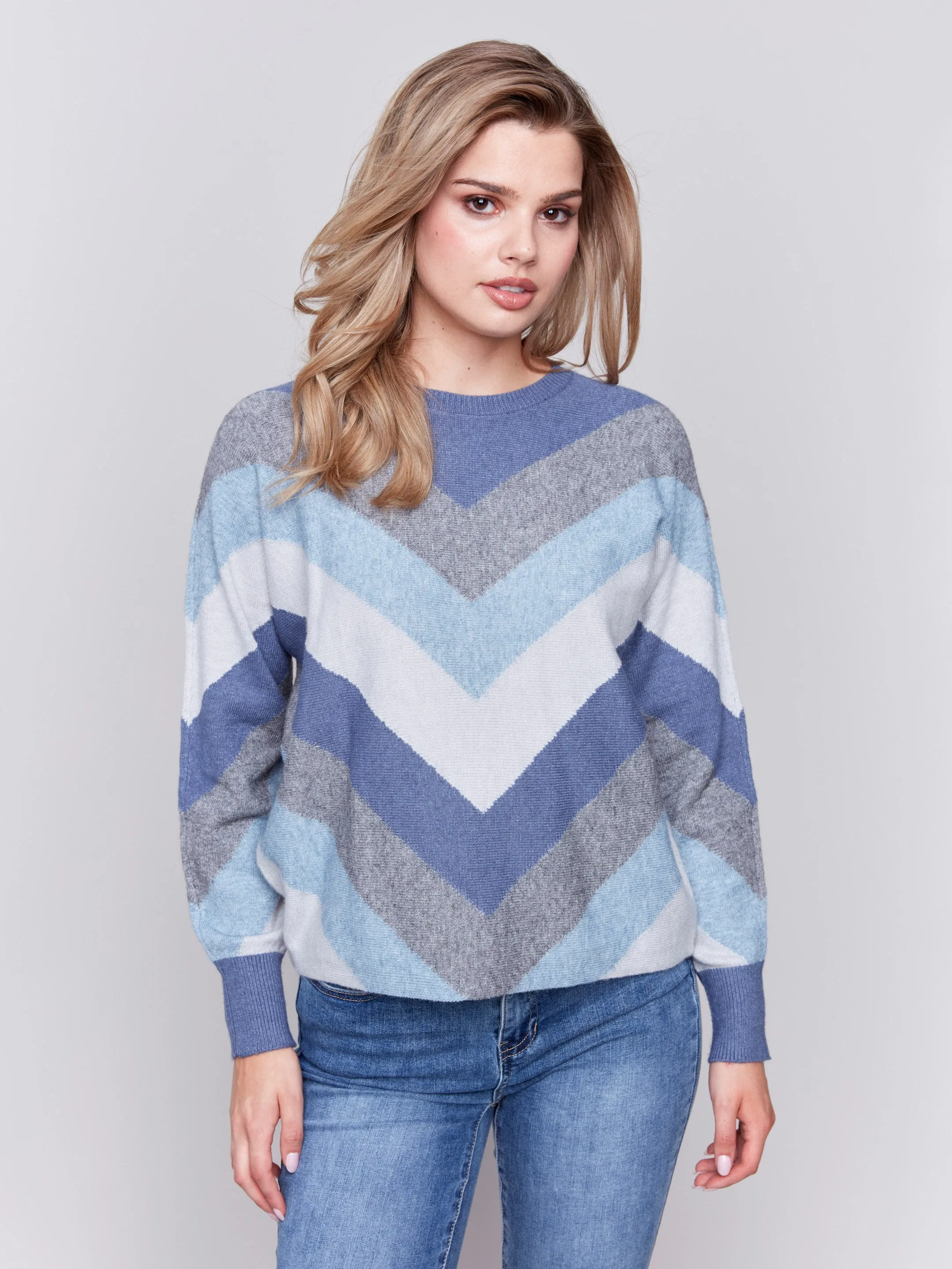 Mitered Stripe Sweater - Denim