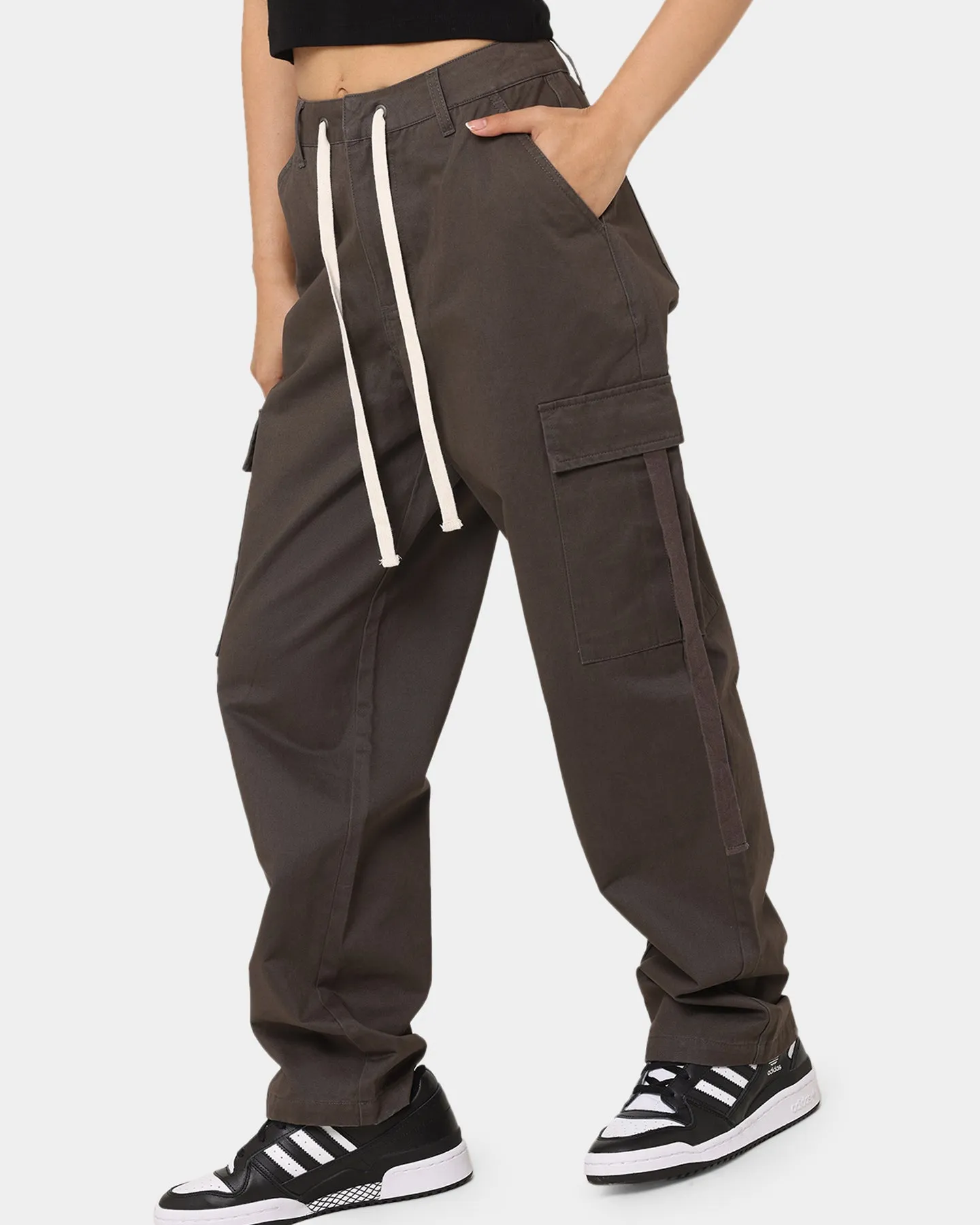 MNML Women's Baggy Cargo Pants Charcoal