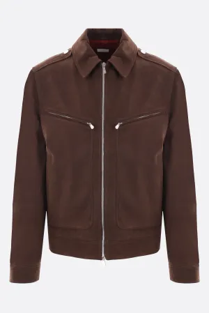 Nabuk Full-Zip Leather Jacket