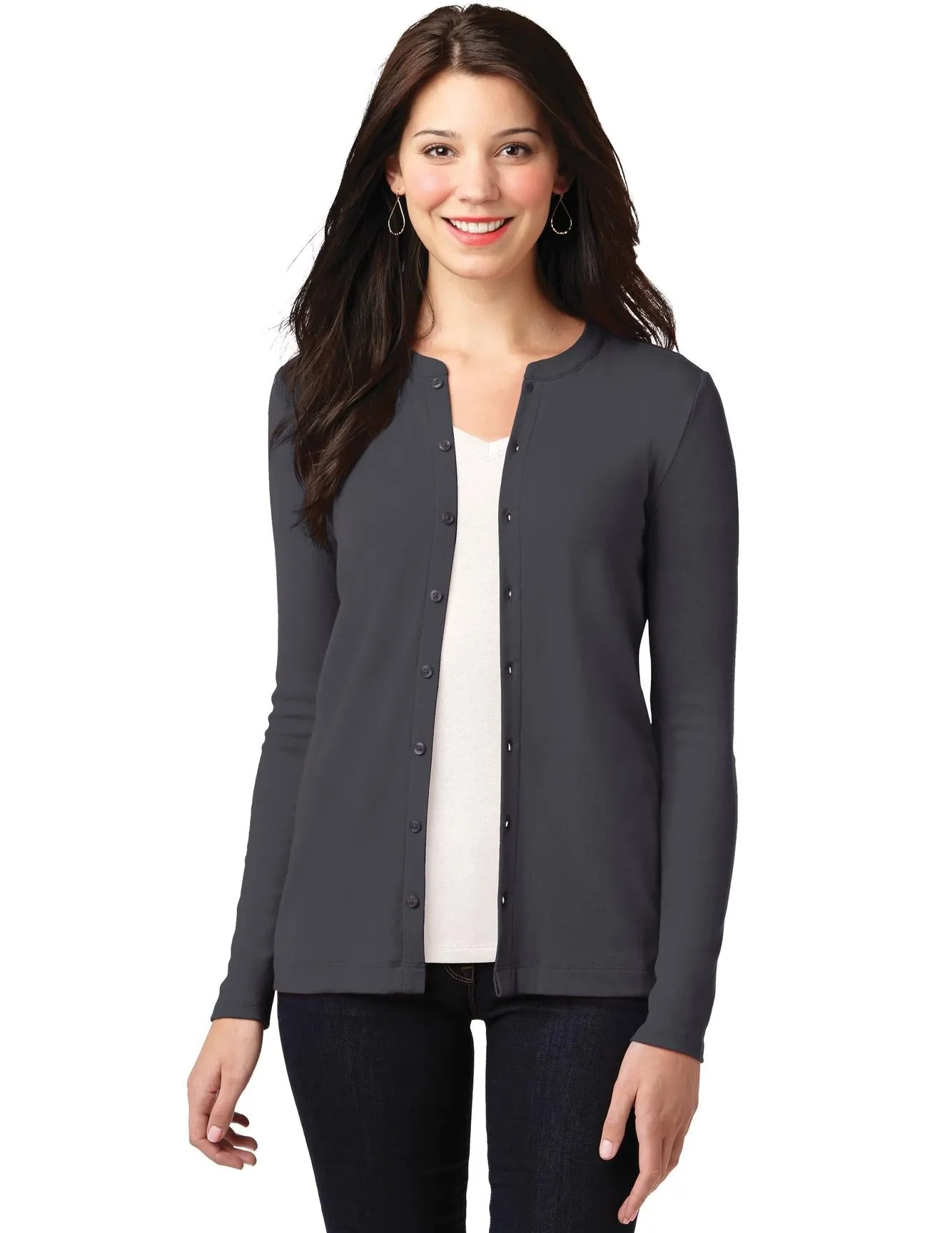 OUTLET-Port Authority Ladies Concept Stretch Button-Front Cardigan