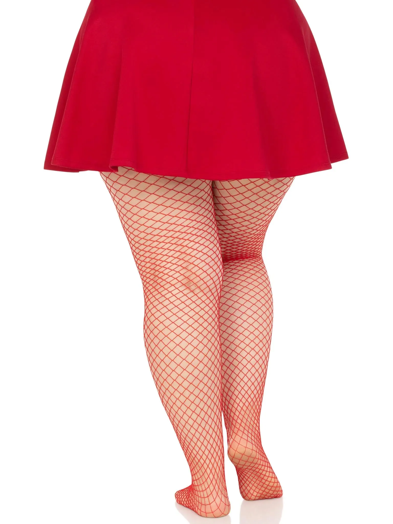 Plus Size Industrial Fishnet Pantyhose in Red