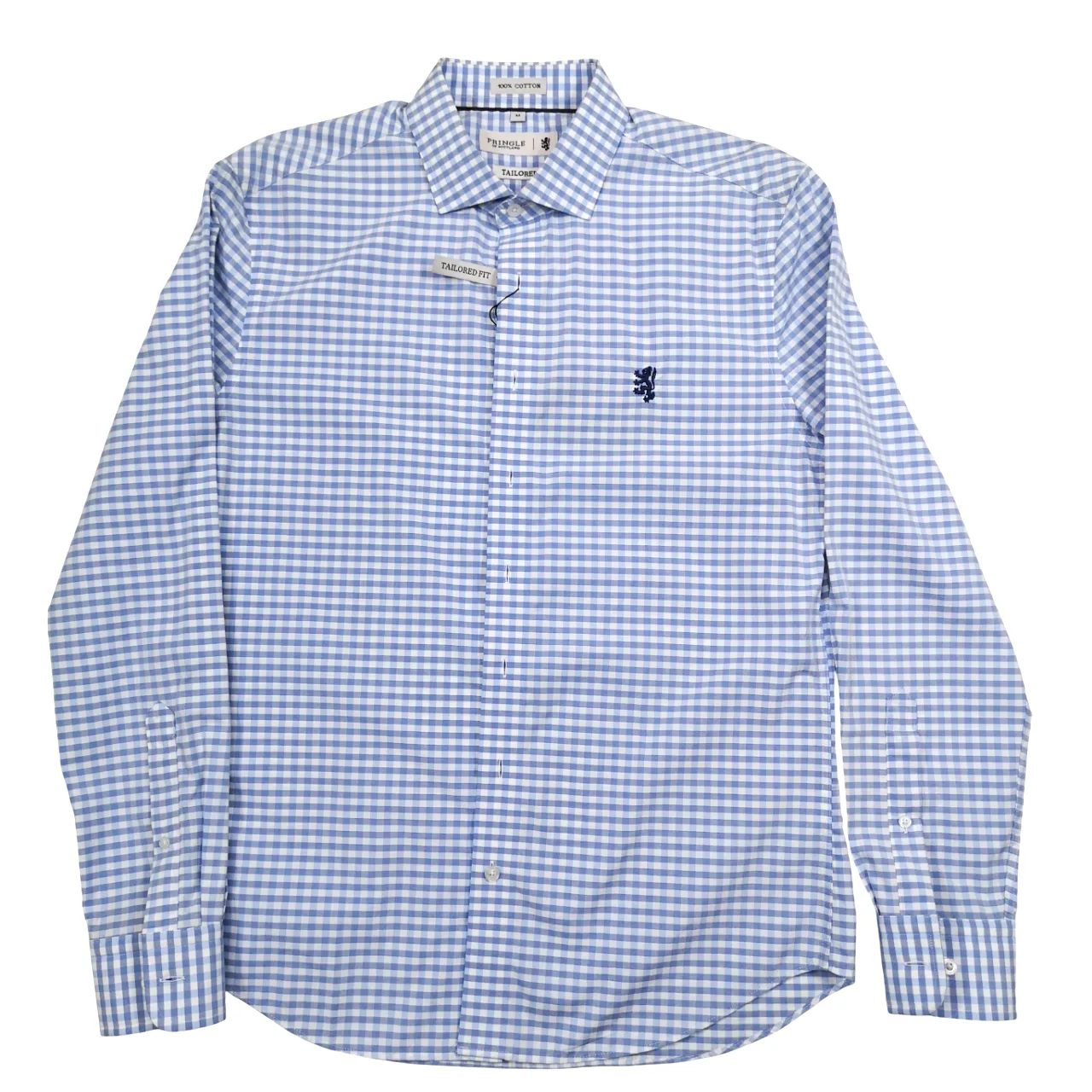 Pringle LS Blue Check Tailored Slim Fit Shirt