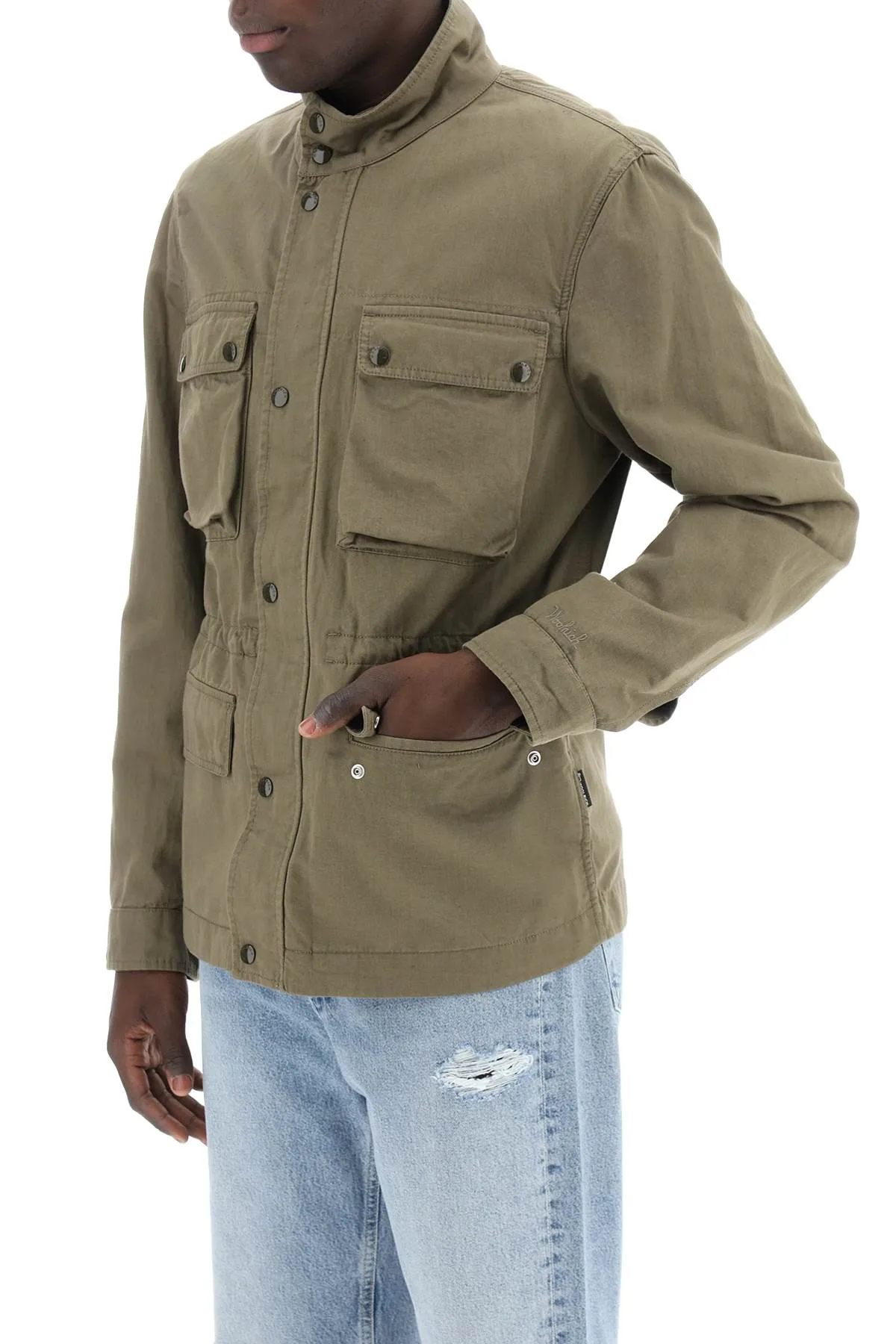 "field jacket in cotton and linen blend"