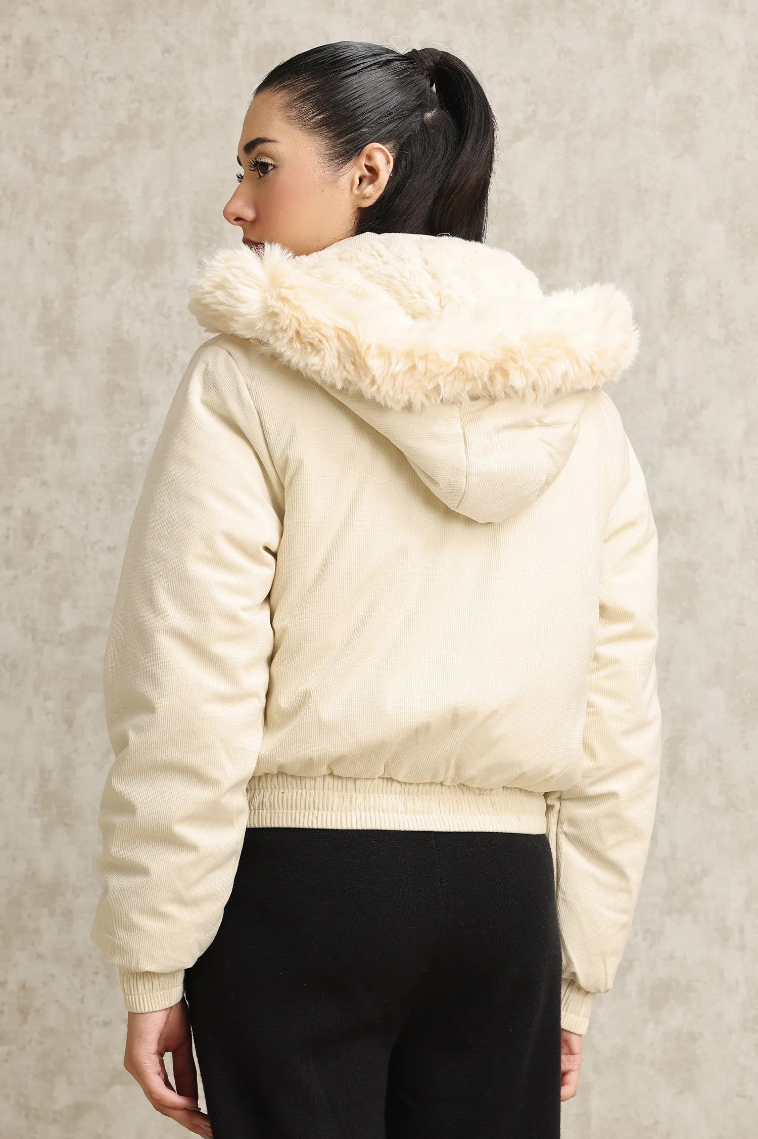 REVERSIBLE CROPPED JACKET-WHITE