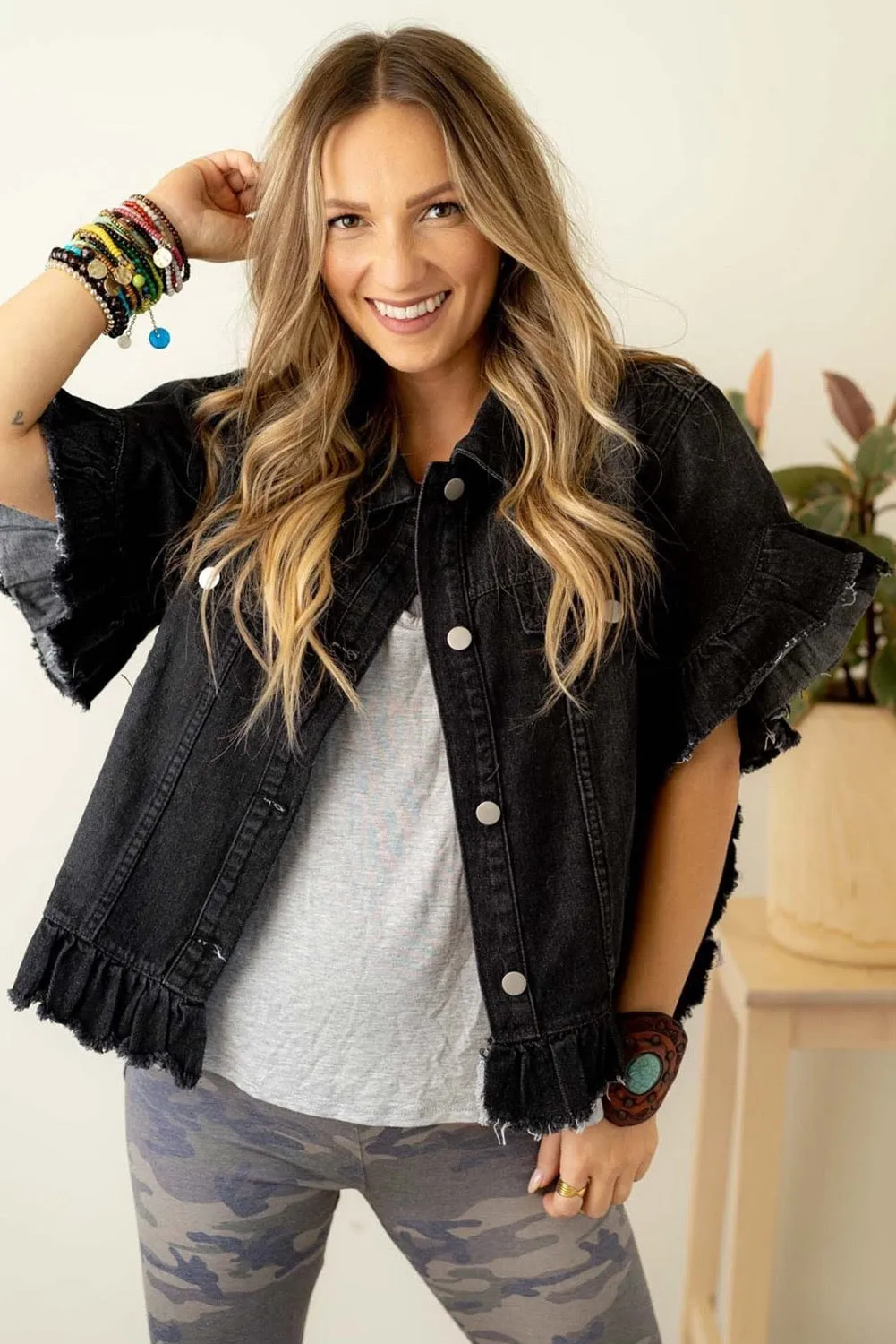 Ruffled Denim Jacket