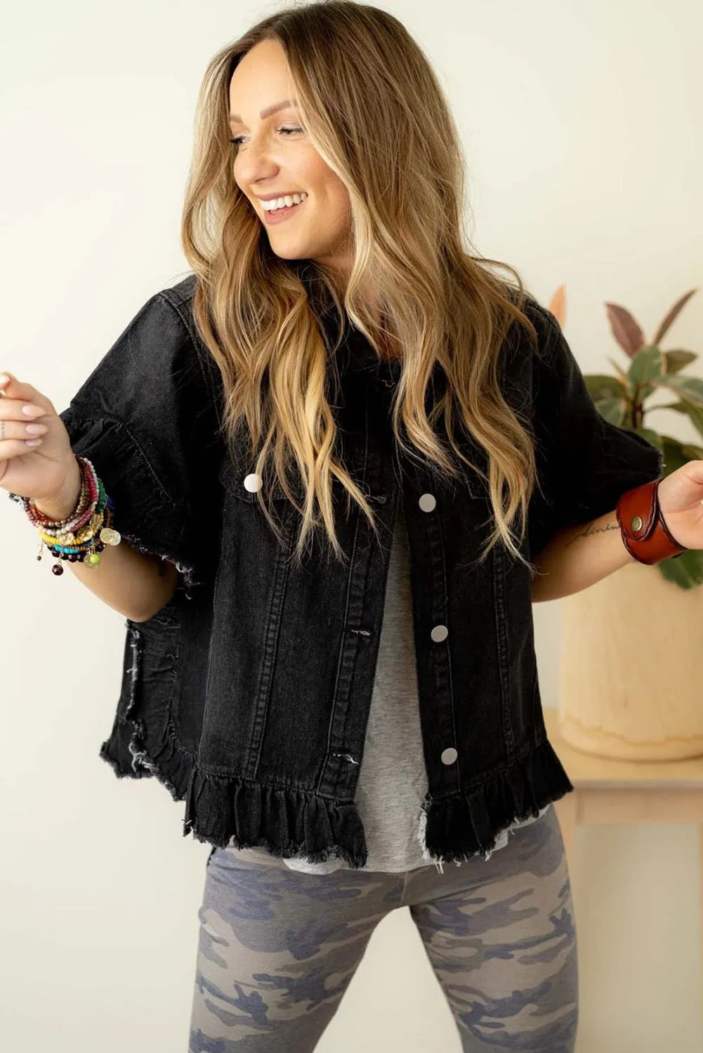 Ruffled Denim Jacket