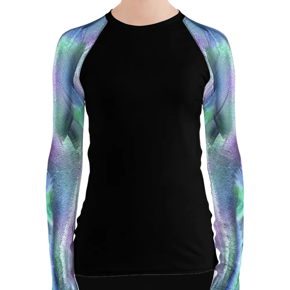 Shimmering Mermaid Tail Women's Rash Guard (Warehouse)