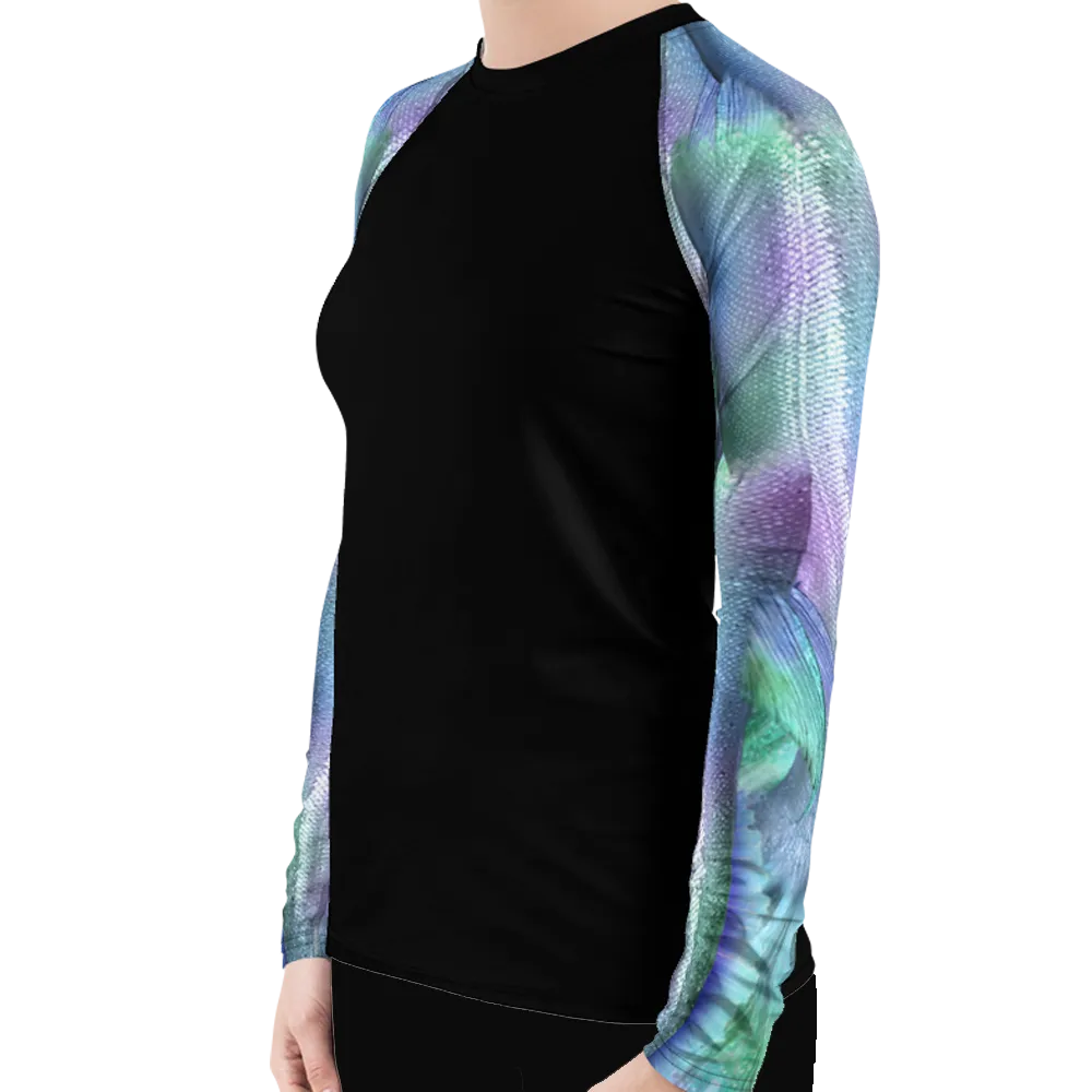 Shimmering Mermaid Tail Women's Rash Guard (Warehouse)