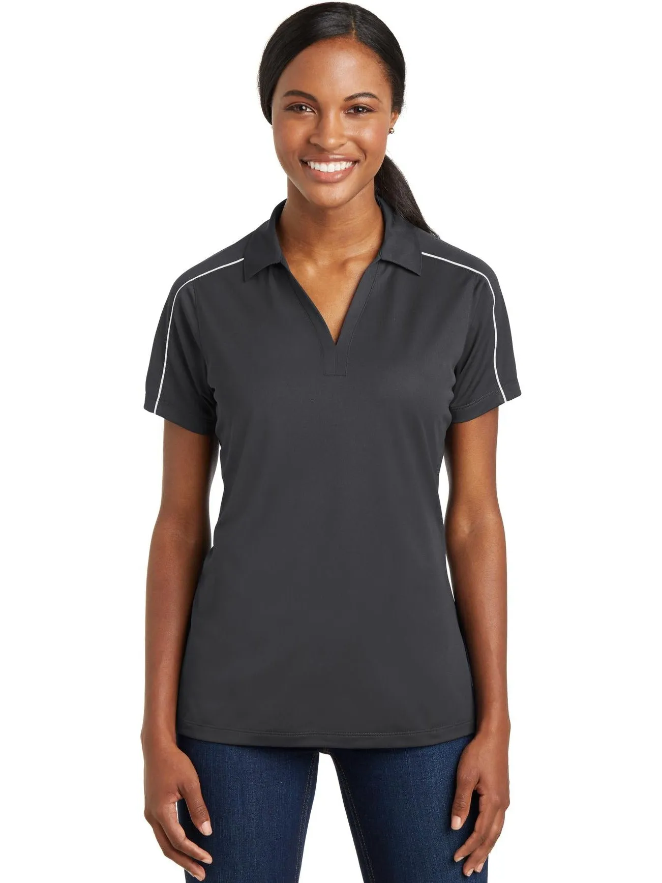 Sport-Tek Ladies Micropique Sport-Wick Piped Polo