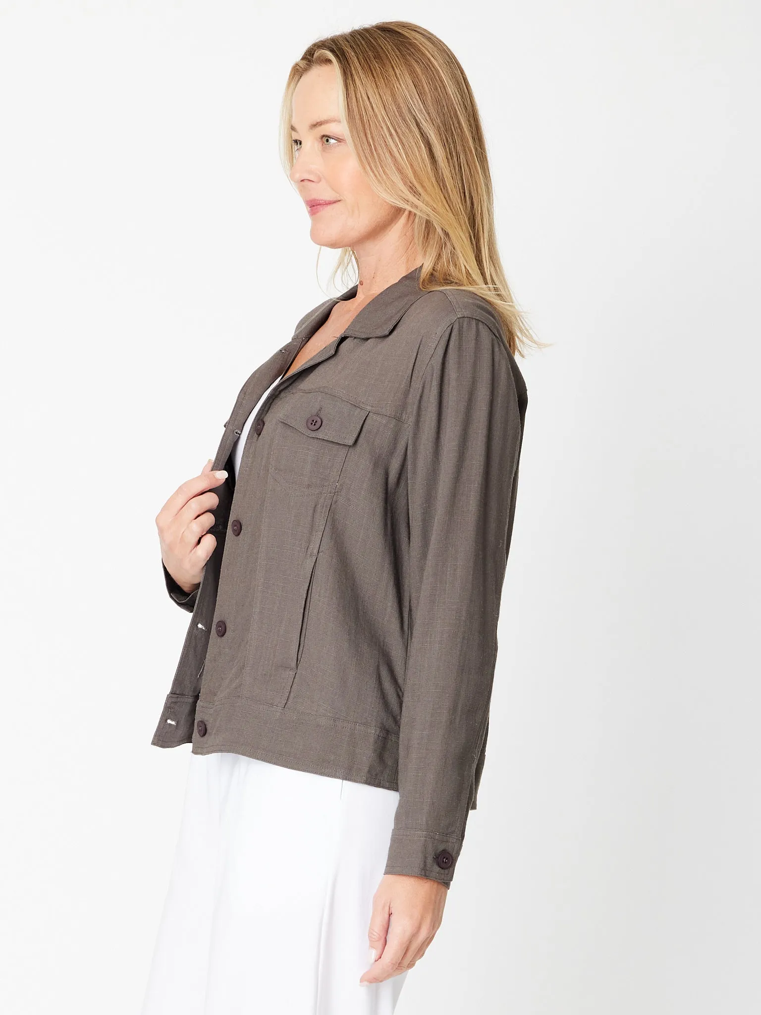 Summer Linen Blend Jacket - 30659 Coffee