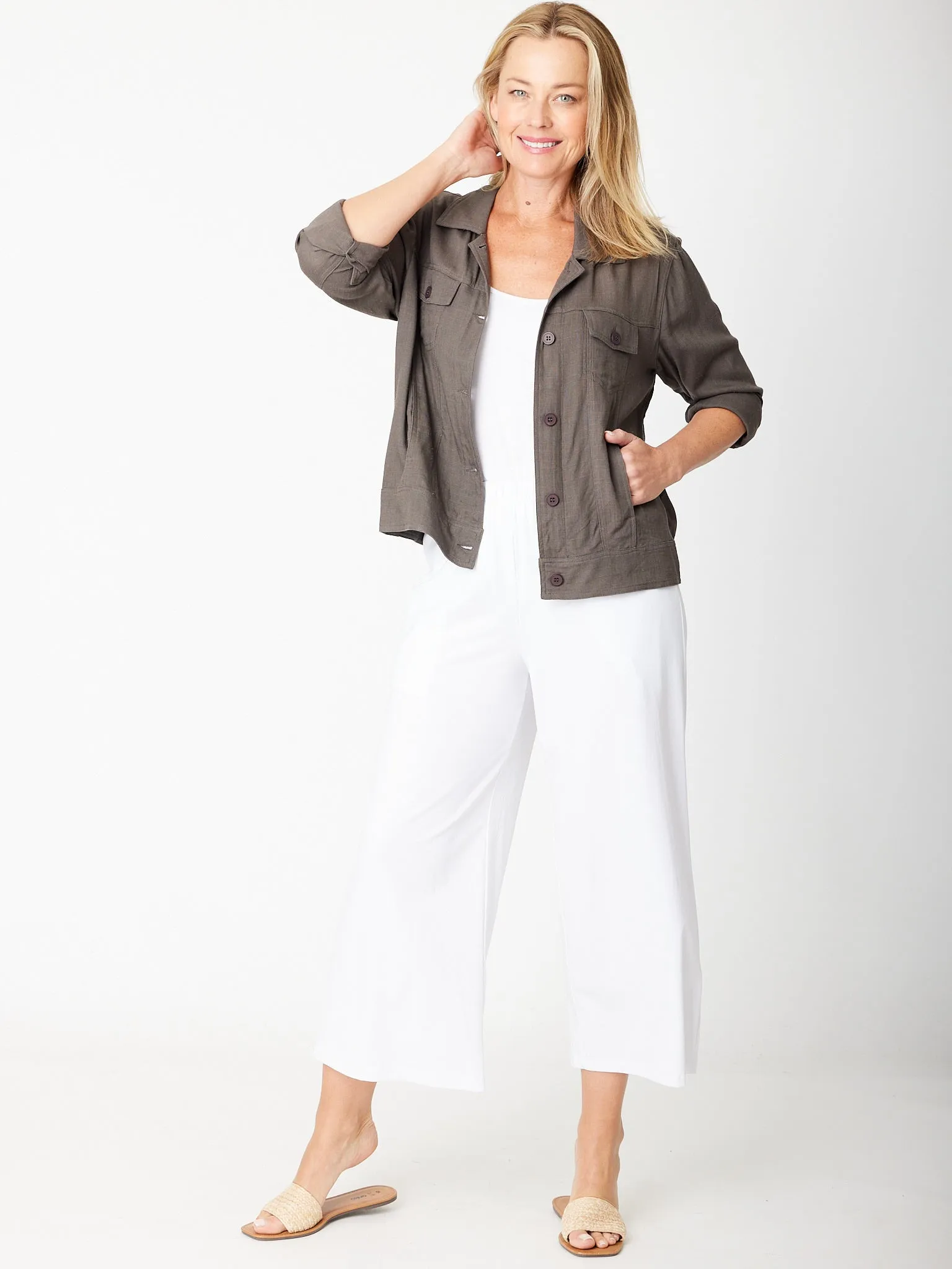 Summer Linen Blend Jacket - 30659 Coffee